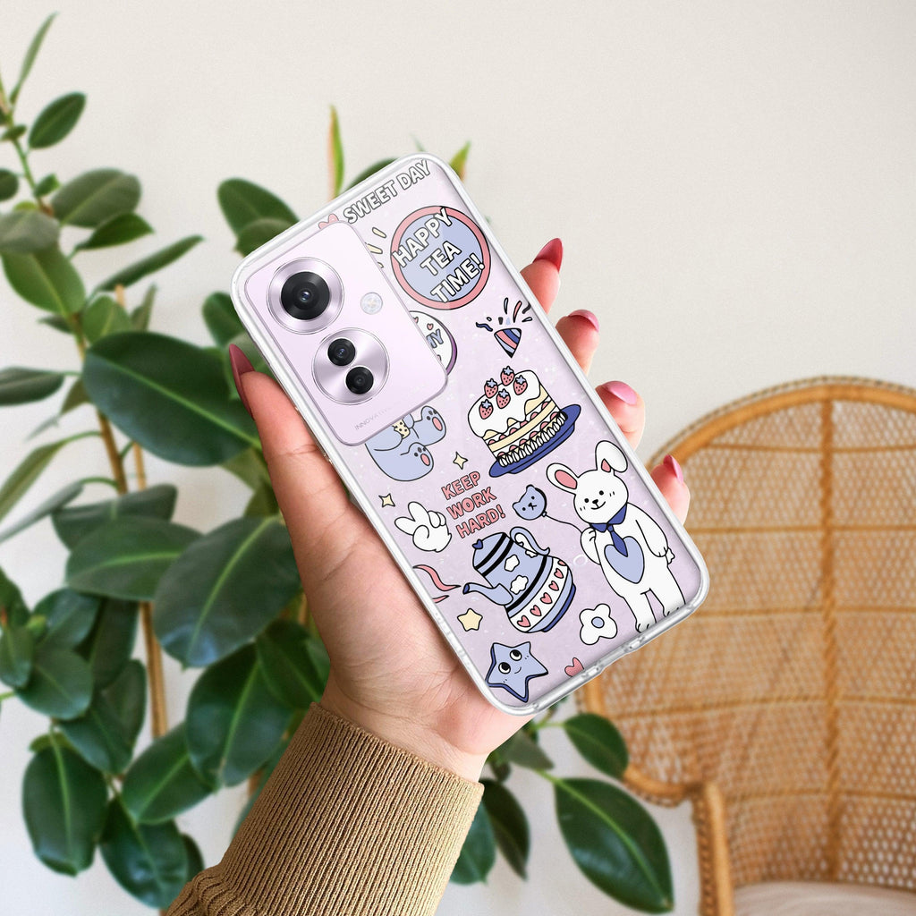 Happy Tea Time Anti Yellow Case For Oppo F25 Pro 5G