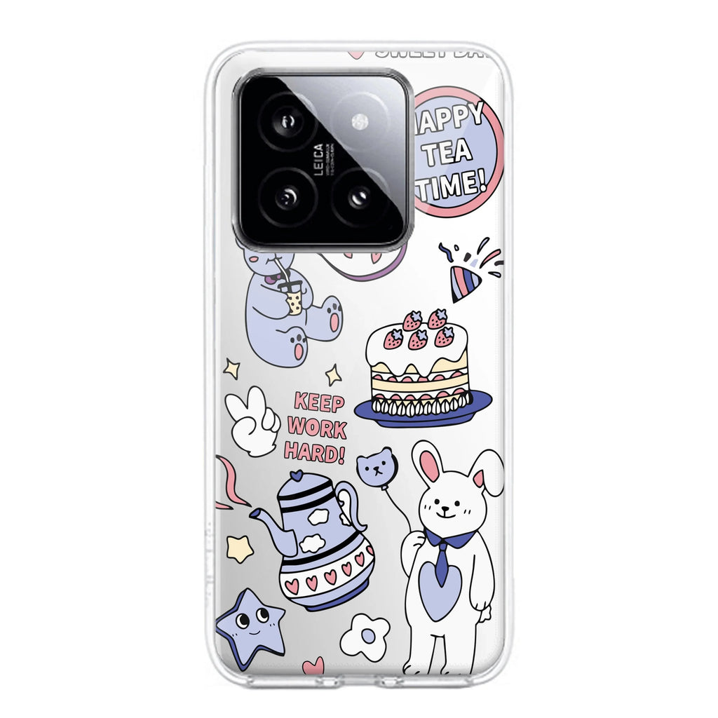 Happy Tea Time Transparent Silicon Case For Xiaomi 14 5G
