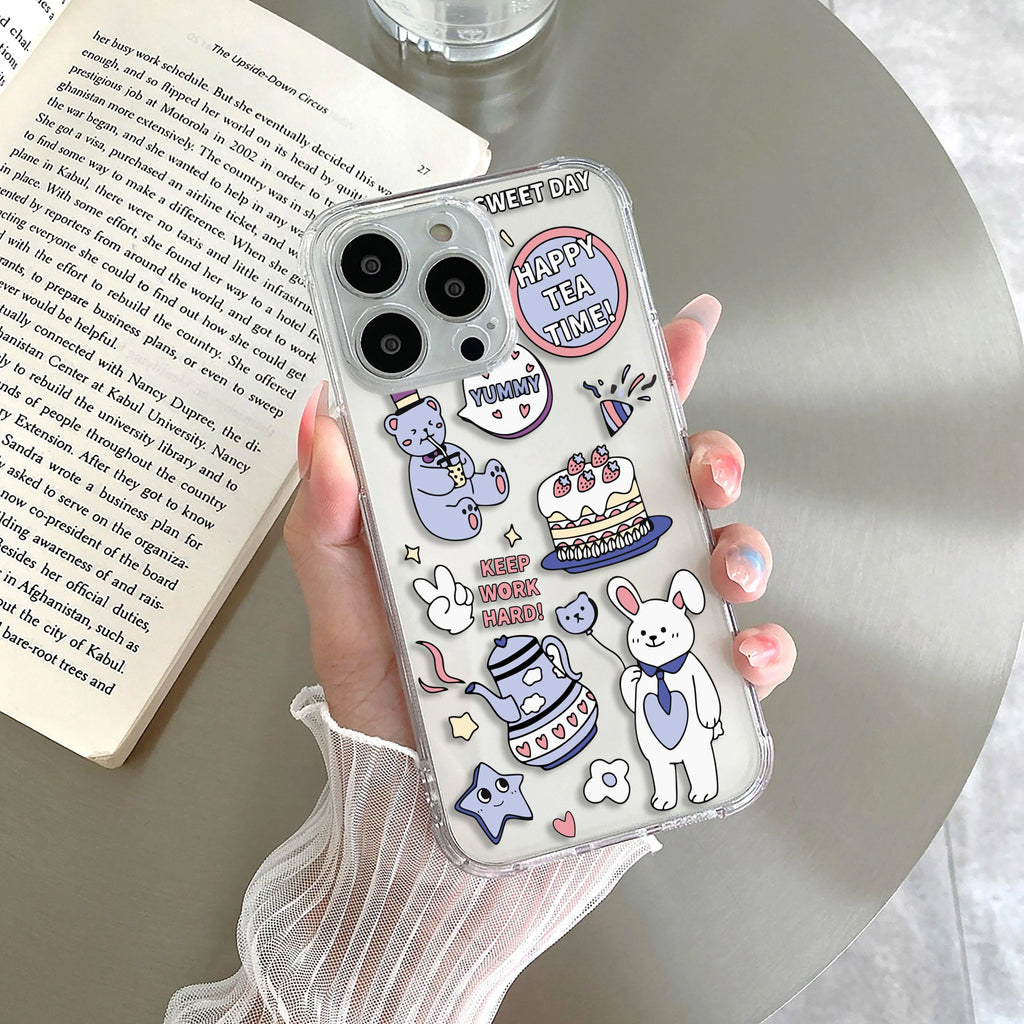 Happy Tea Time Transparent Silicon Case For Redmi 9 Prime