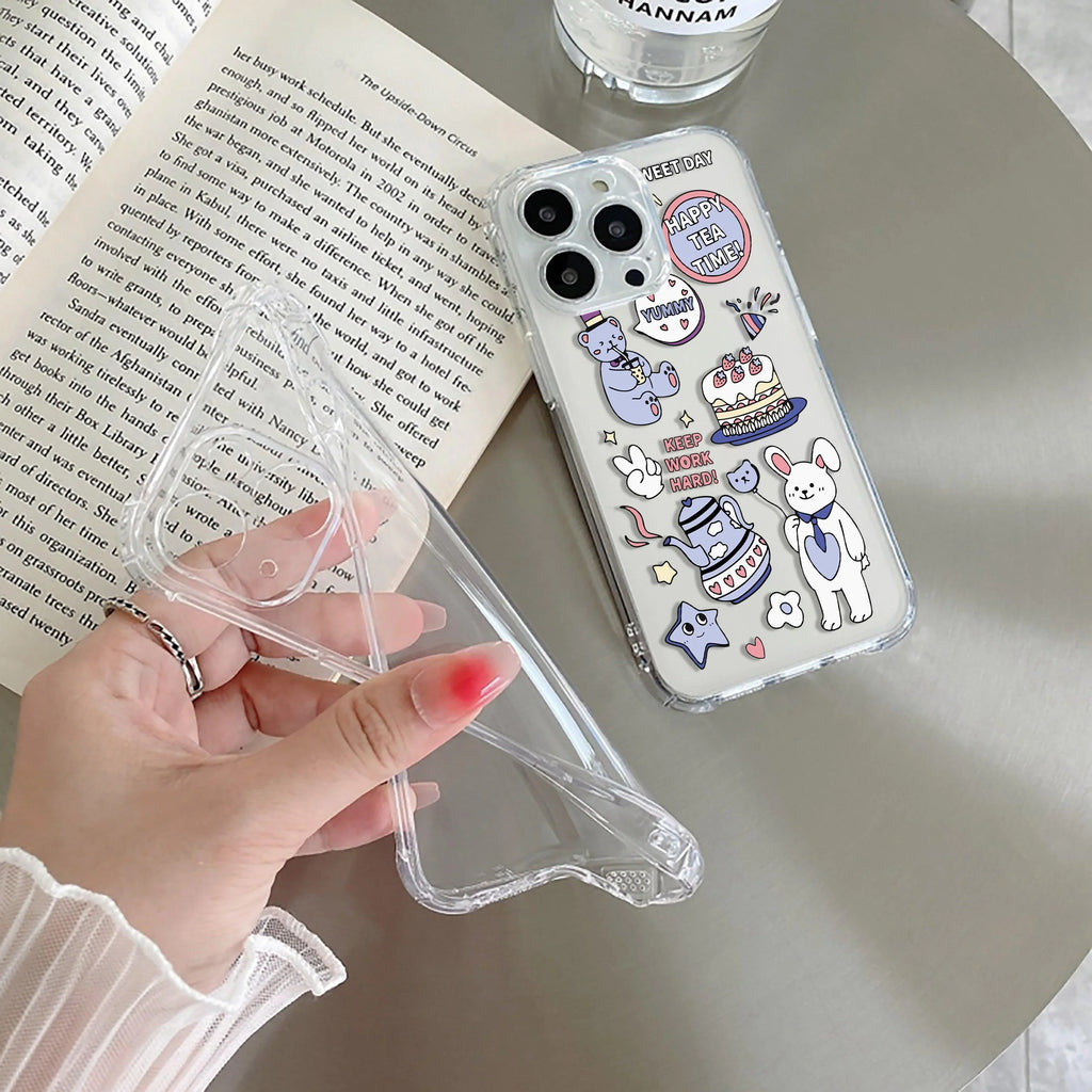 Happy Tea Time Transparent Silicon Case For Samsung Galaxy M16 5G