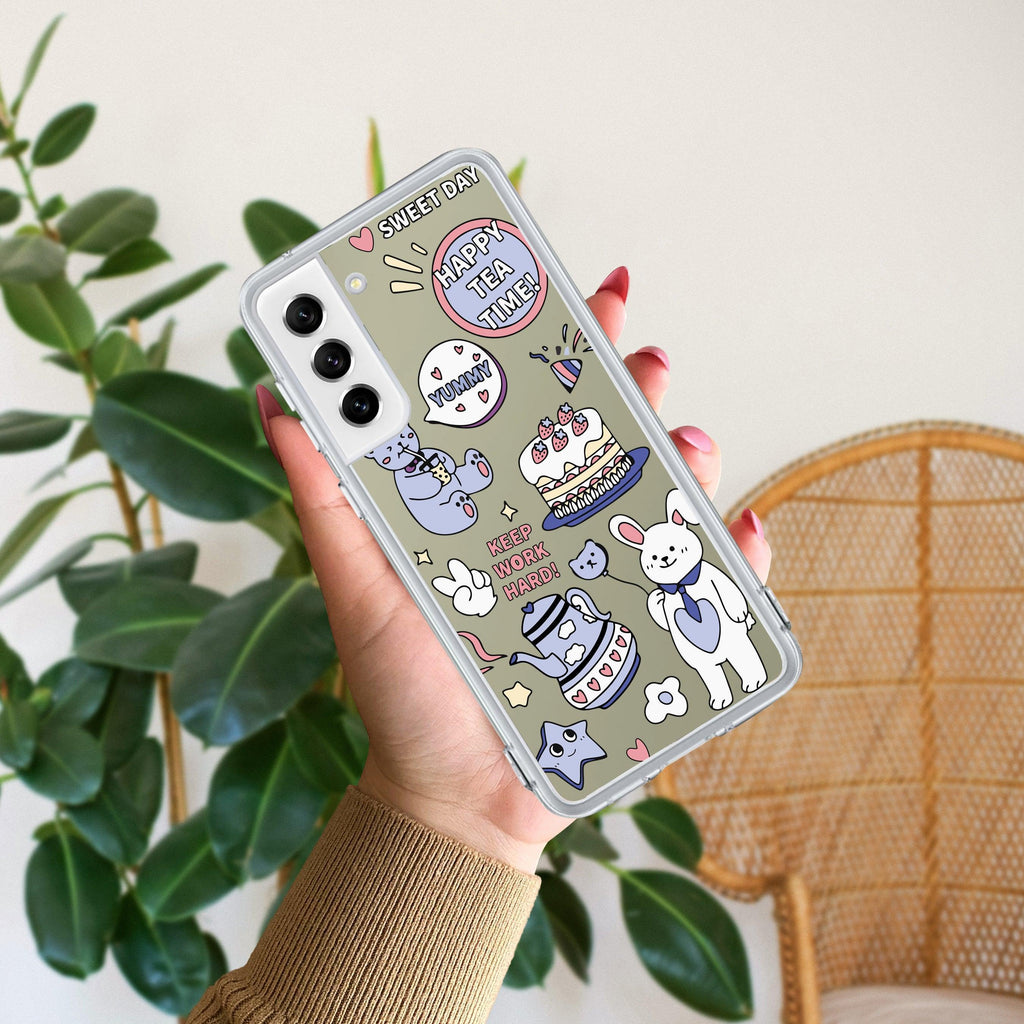 Happy Tea Time Transparent Silicon Case For Samsung Galaxy S20 FE