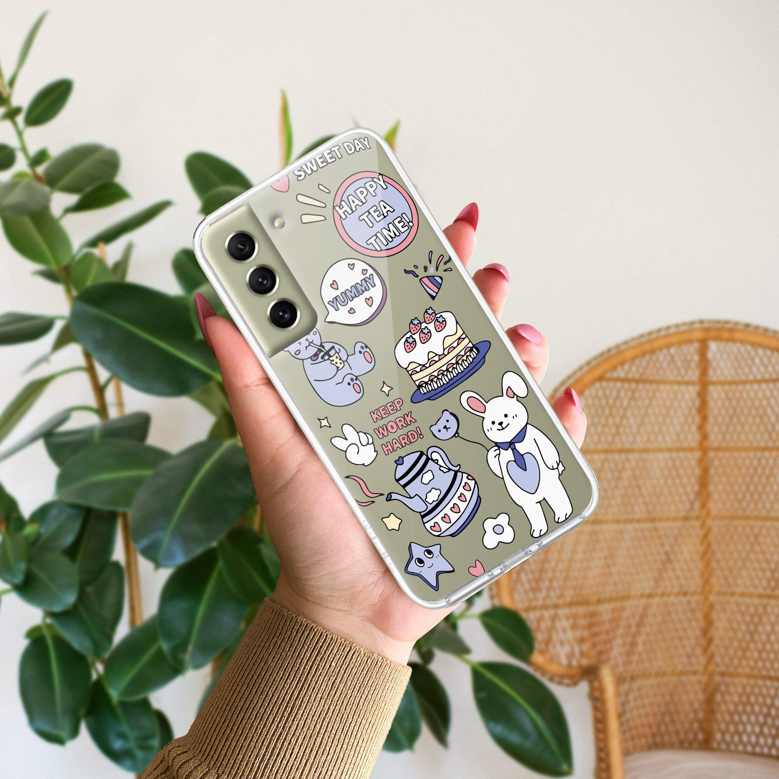Happy Tea Time Transparent Silicon Case For Samsung - ShopOnCliQ