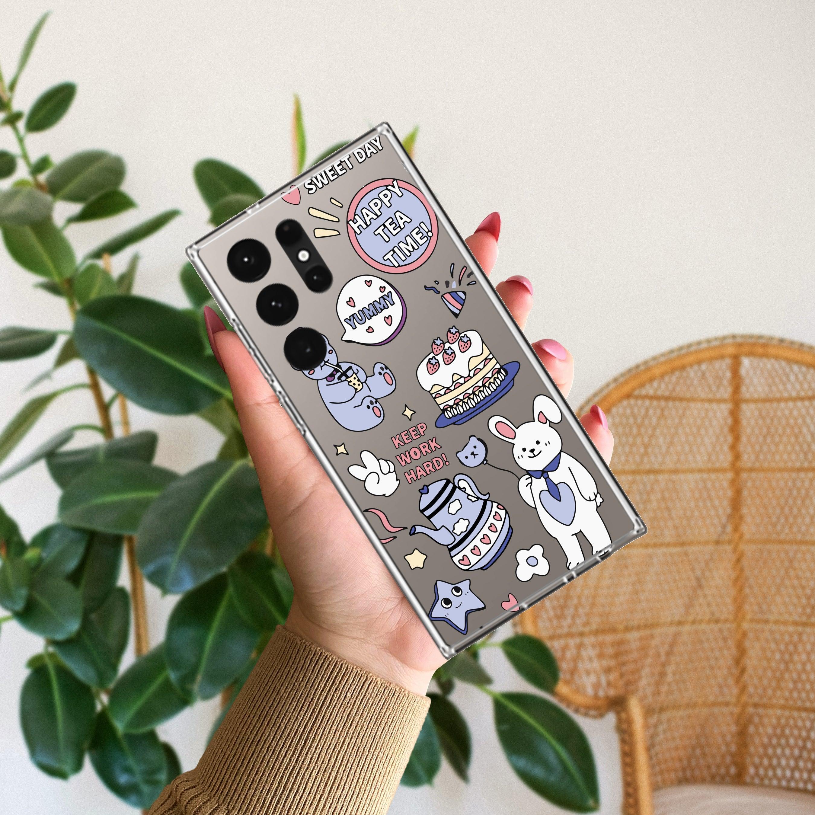 Happy Tea Time Transparent Silicon Case For Samsung - ShopOnCliQ