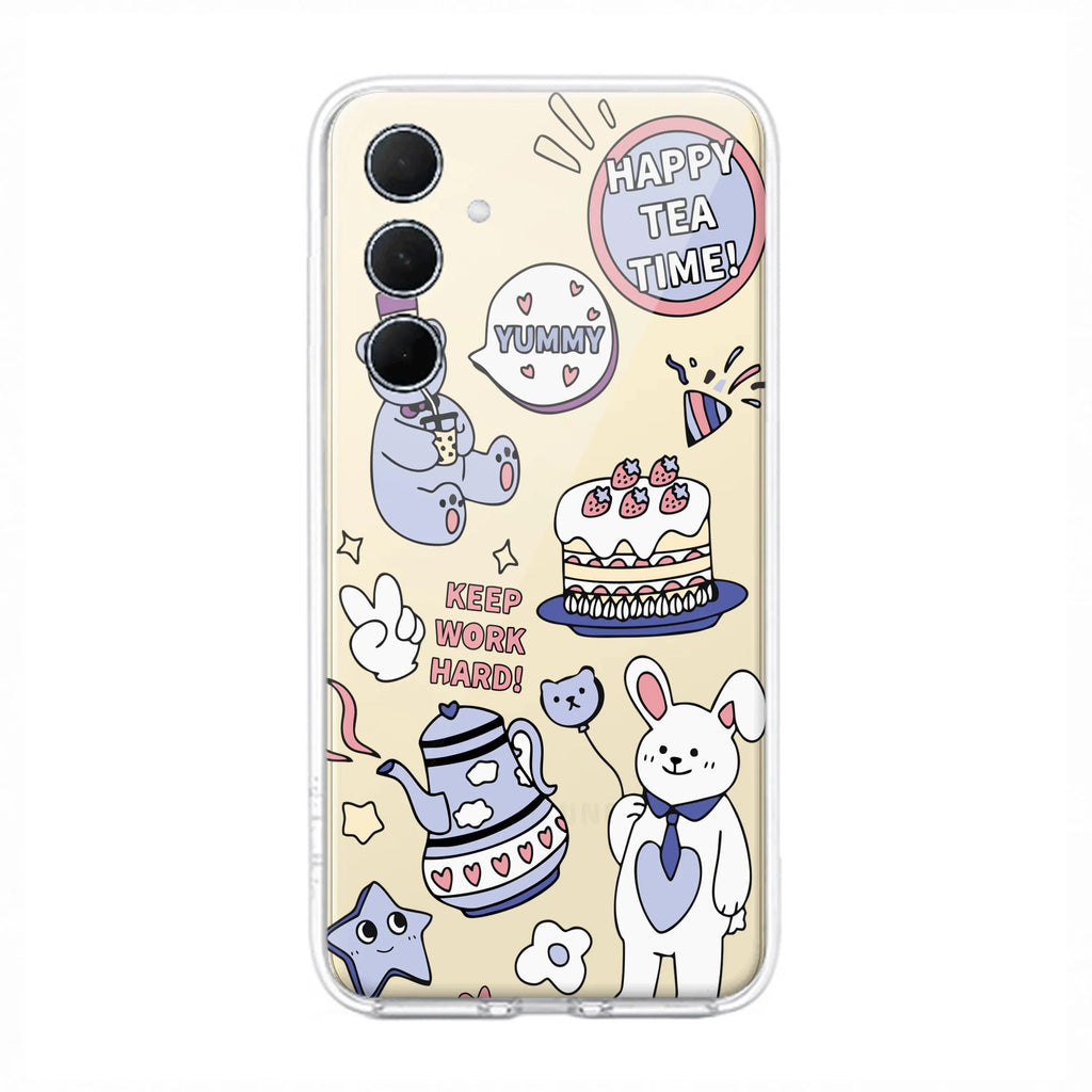 Happy Tea Time Transparent Silicon Case For Samsung Galaxy A12 / M12 / F12