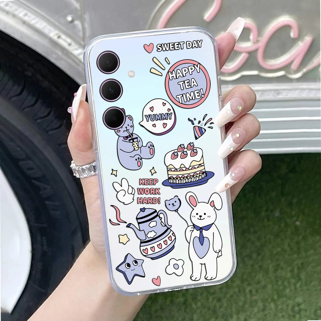 Happy Tea Time Transparent Silicon Case For Samsung Galaxy S23 FE 5G