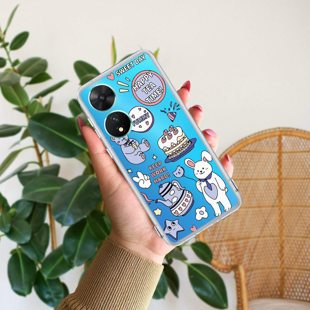 Happy Tea Time Transparent Silicon Case For Vivo X60 Pro