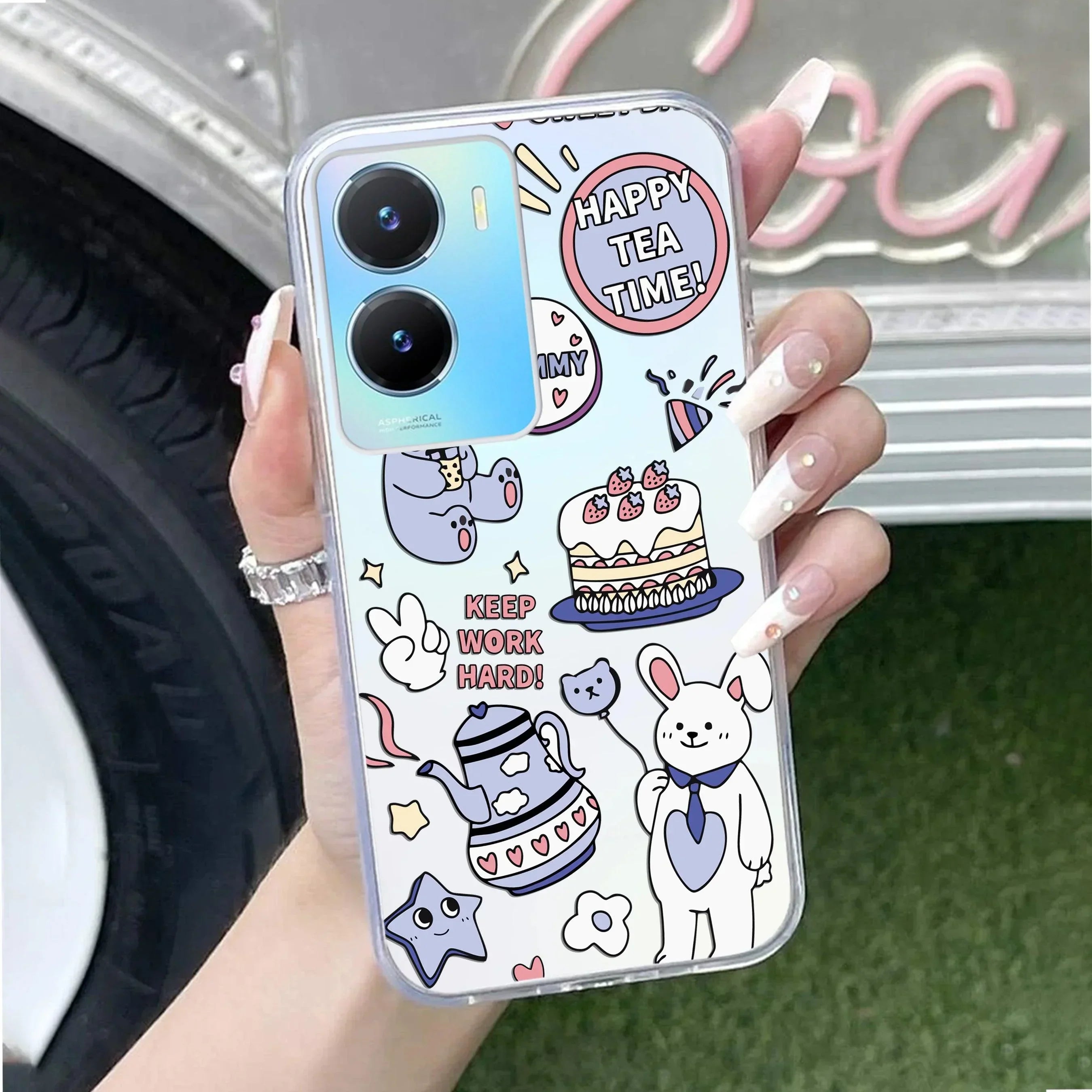 Happy Tea Time Transparent Silicon Case For Vivo X80 5G
