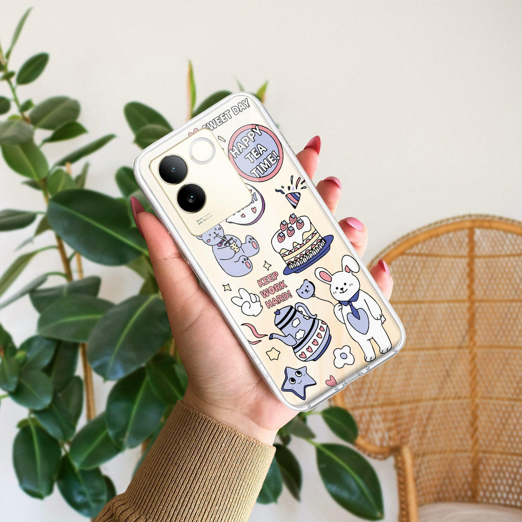 Happy Tea Time Transparent Silicon Case For Vivo X200 Pro 5G