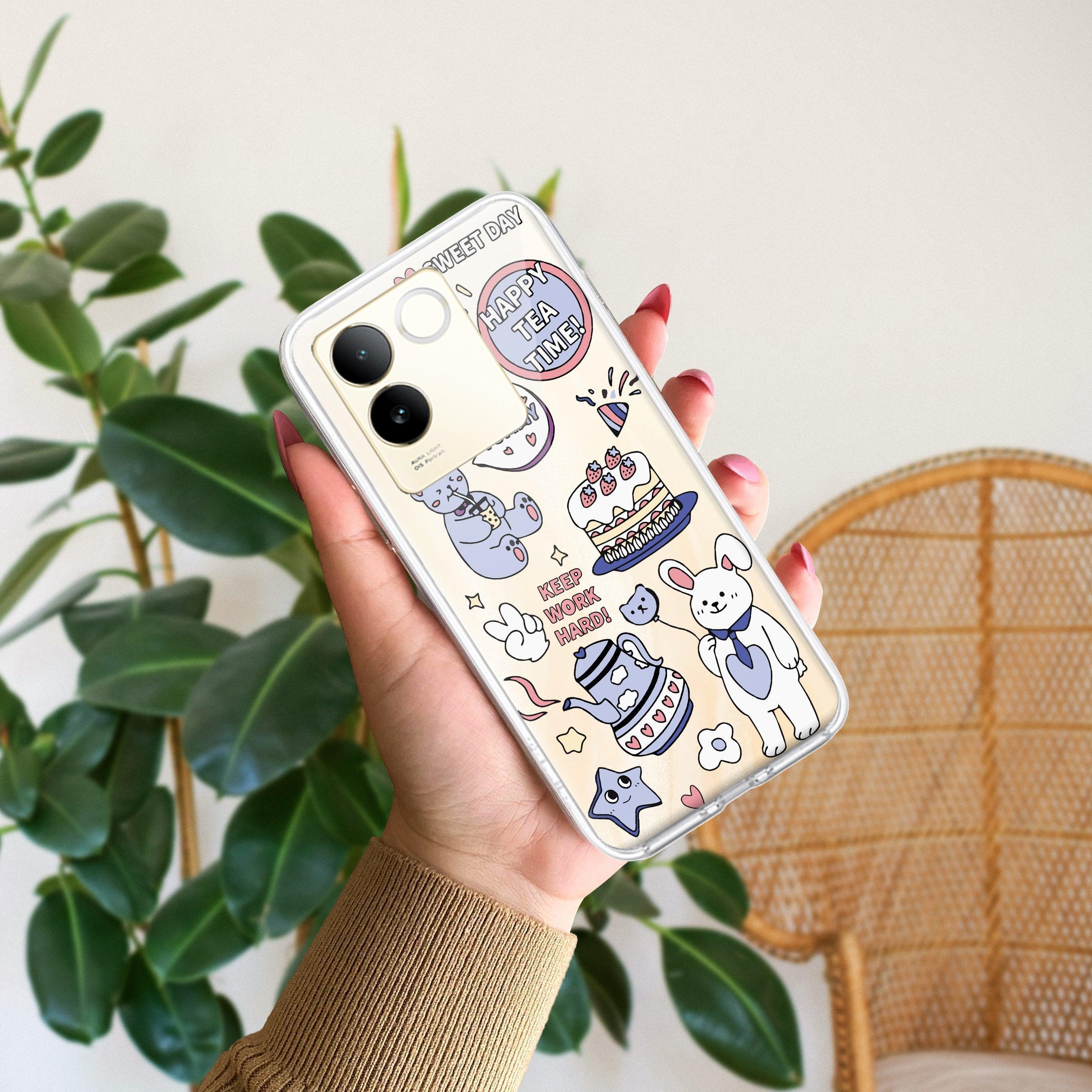 Happy Tea Time Transparent Silicon Case For Vivo X200 Pro 5G