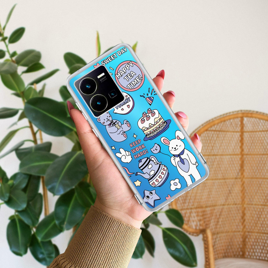 Happy Tea Time Transparent Silicon Case For Vivo Y22