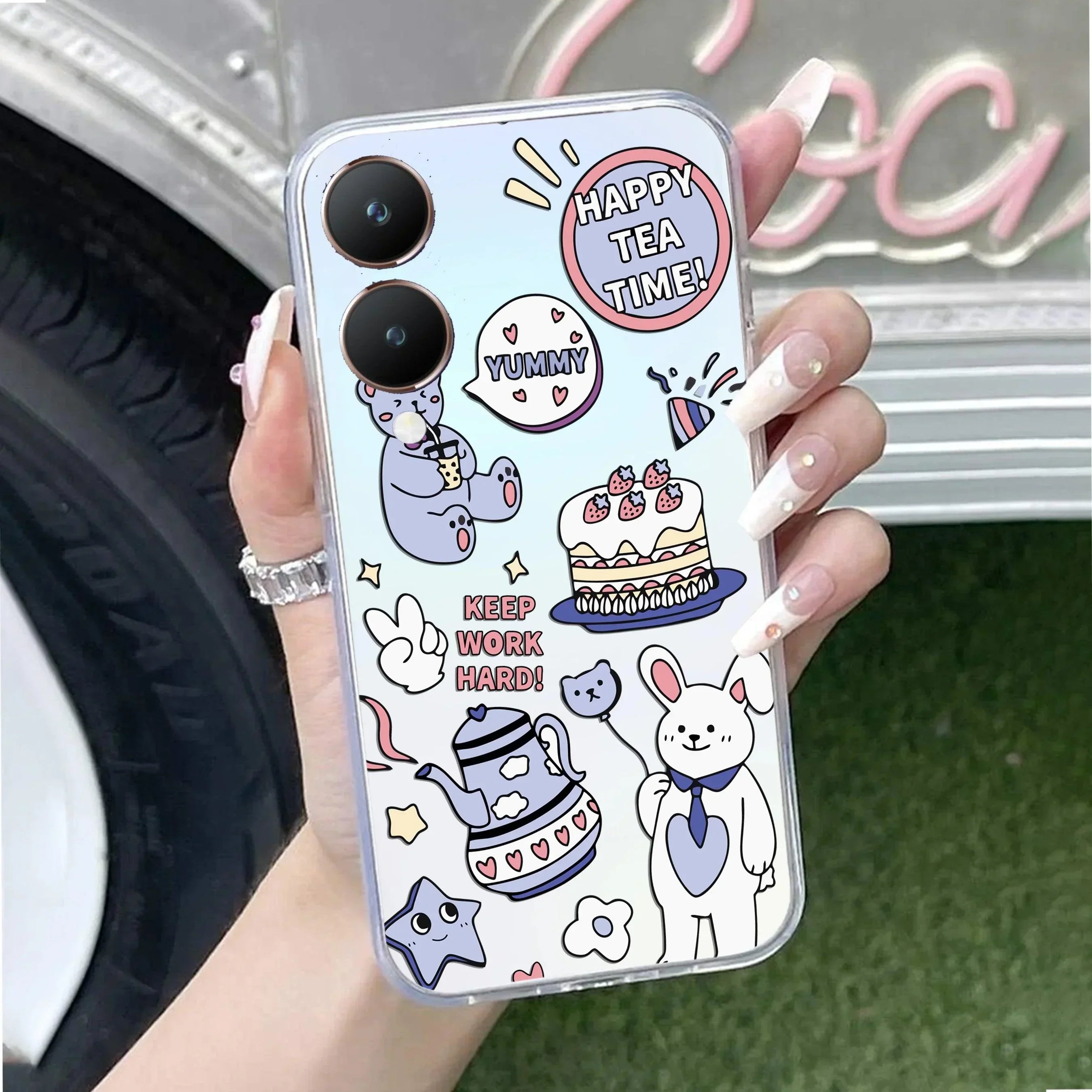 Happy Tea Time Transparent Silicon Case For Vivo T3 5G