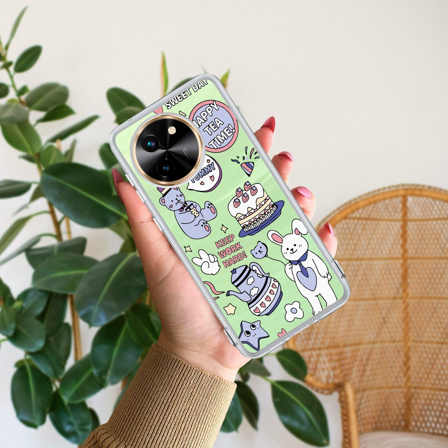 Happy Tea Time Transparent Silicon Case For Vivo