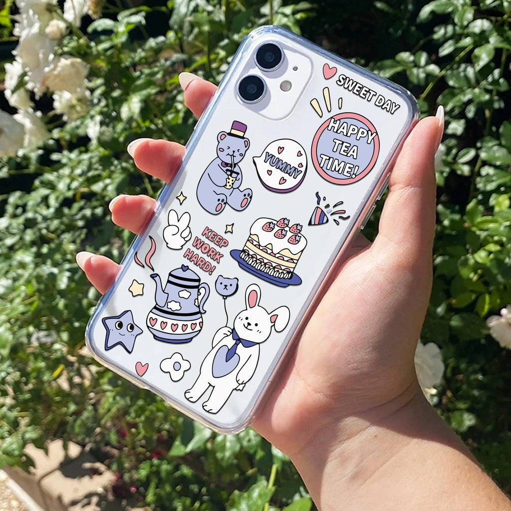 Happy Tea Time Transparent Silicon Case For iPhone 13 Pro Max