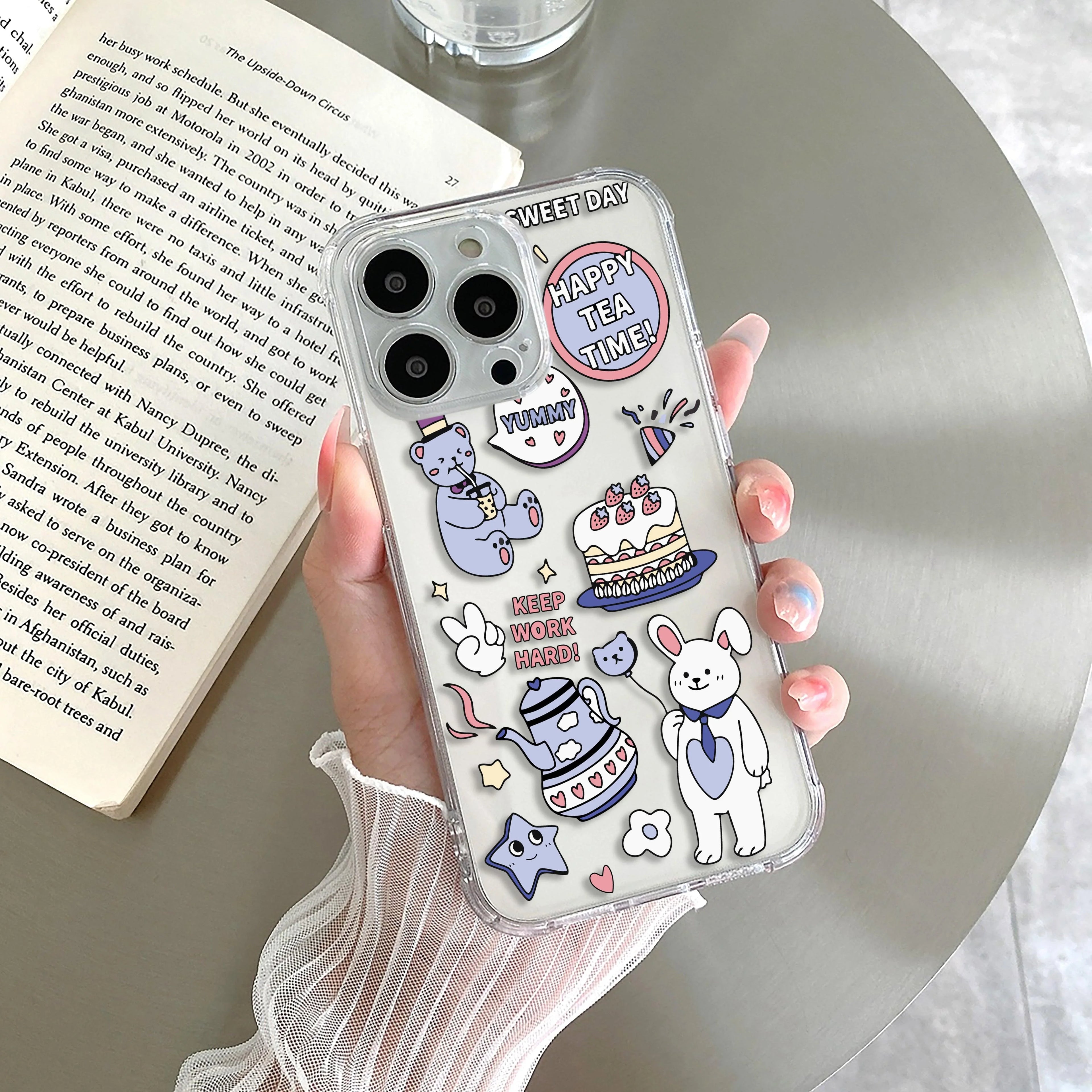 Happy Tea Time Transparent Silicon Case For iPhone 15 Pro Max