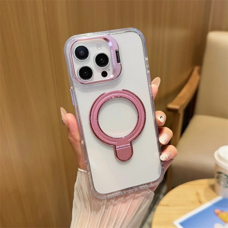 Transparent Rotated Ring Bracket Magnetic Phone Cover for iPhone - ShopOnCliQ