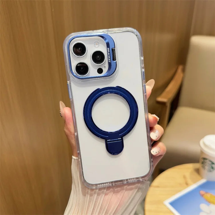 Transparent Rotated Ring Bracket Magnetic Phone Cover for iPhone - ShopOnCliQ