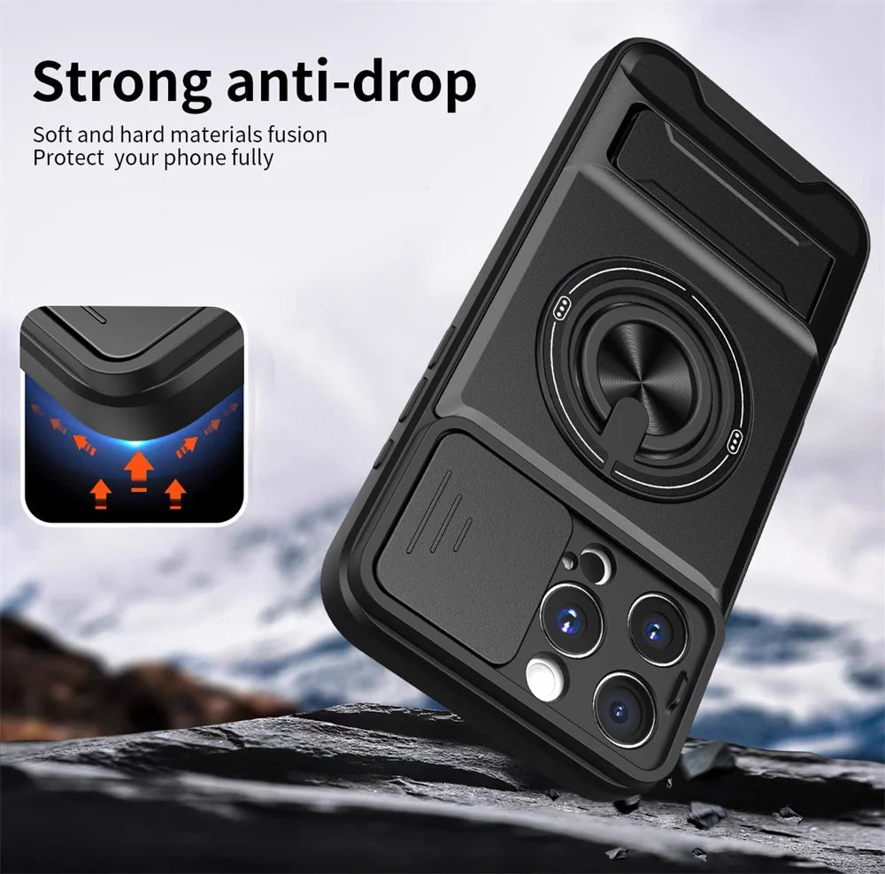 Slide Camera Lens Protection Amor Shockproof Magnetic Phone Case for iPhone - ShopOnCliQ
