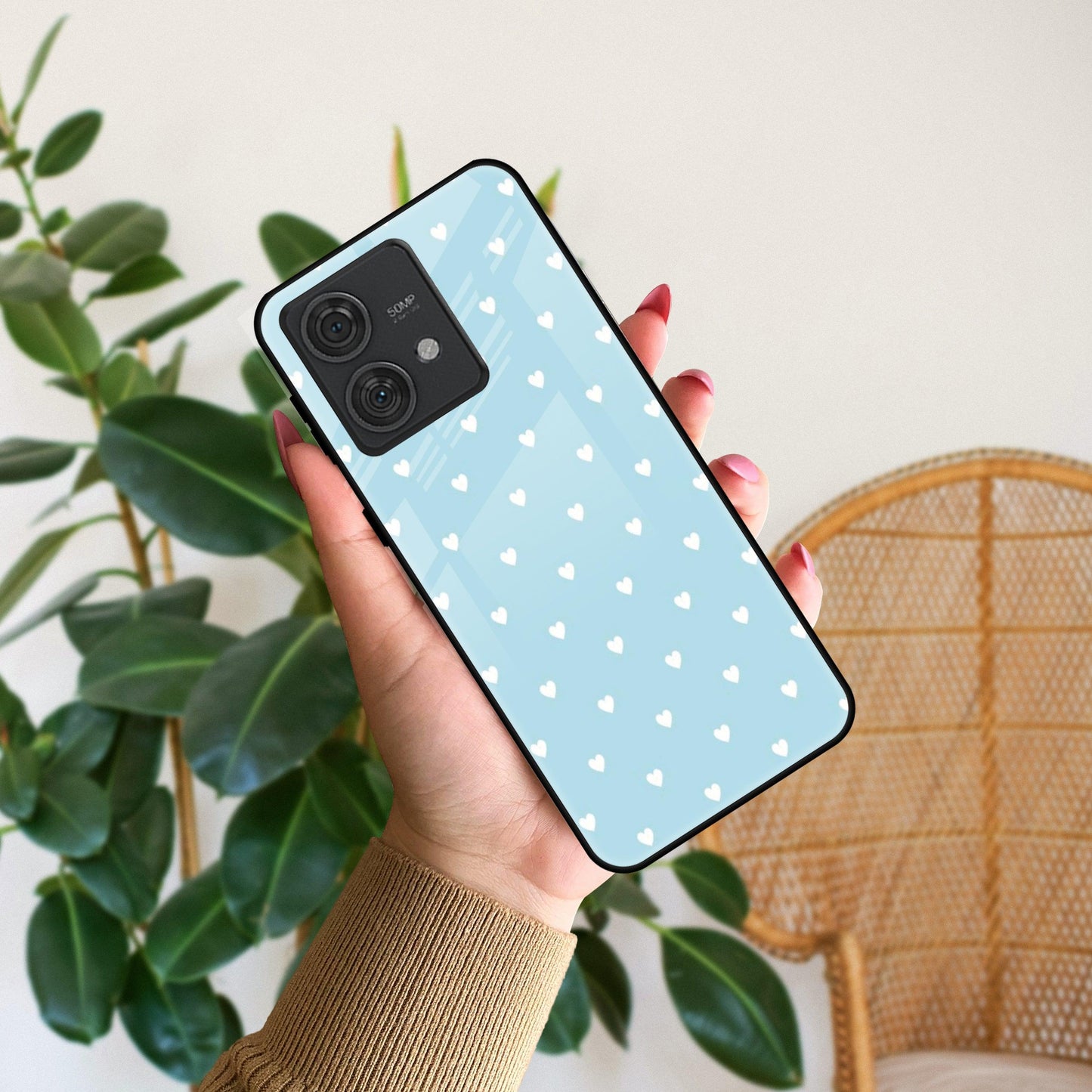 Heart Design Glossy Metal Case Cover For Motorola