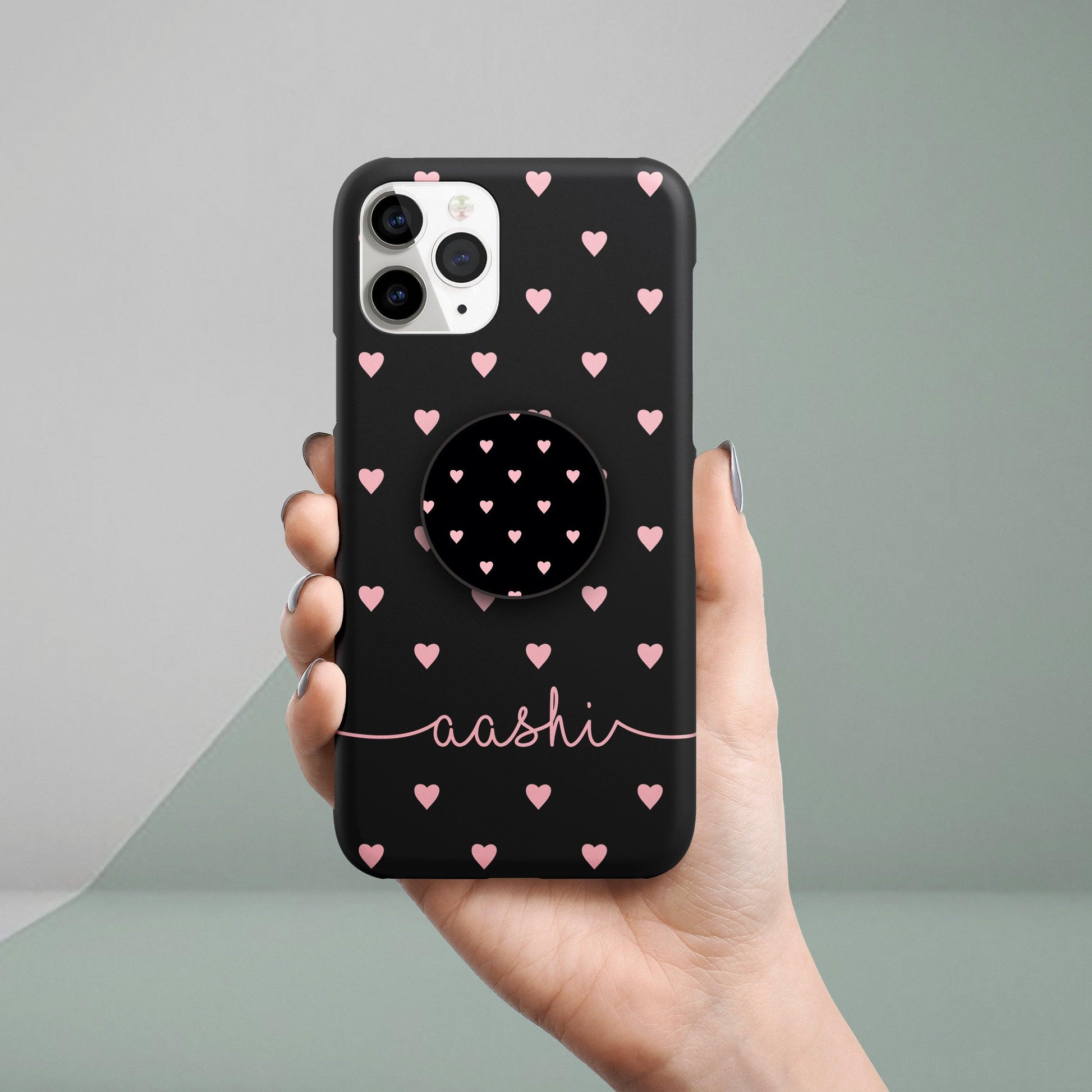 Heart Pattern Print Hard Matte Phone Case With Customized Name ShopOnCliQ