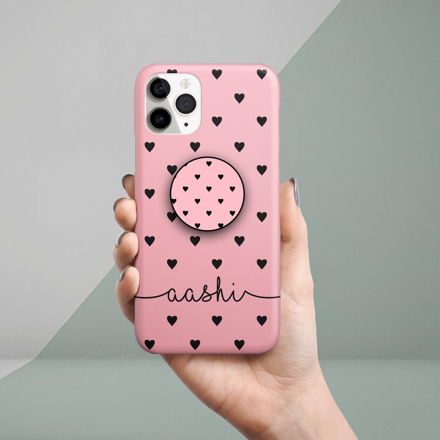 Heart Pattern Print Hard Matte Phone Case With Customized Name ShopOnCliQ