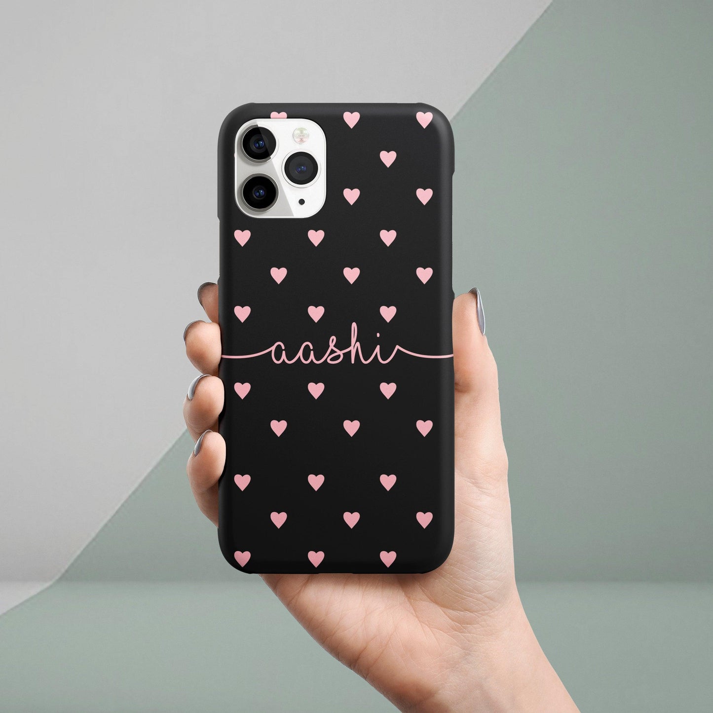 Heart Pattern Print Hard Matte Phone Case With Customized Name ShopOnCliQ