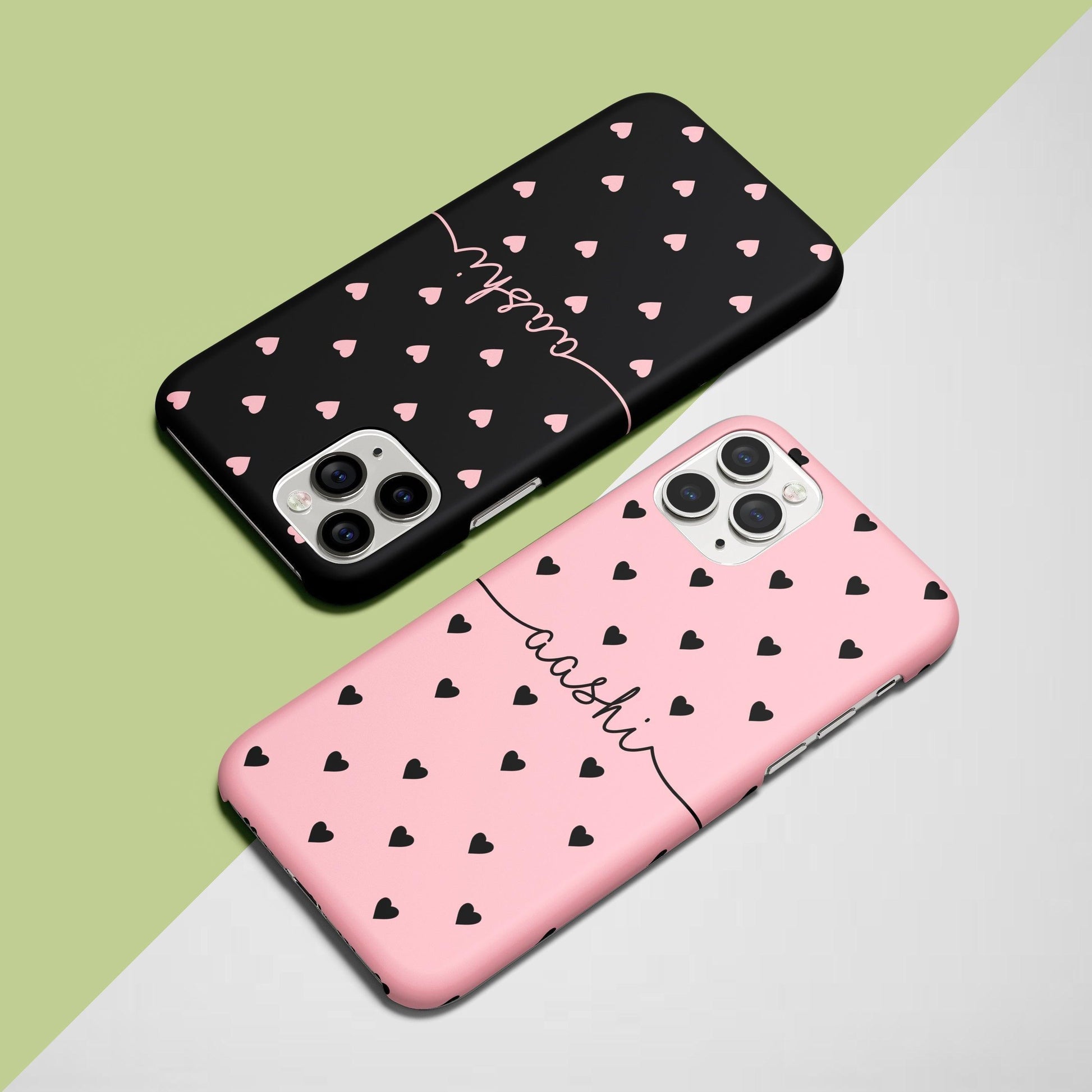 Heart Pattern Print Hard Matte Phone Case With Customized Name ShopOnCliQ