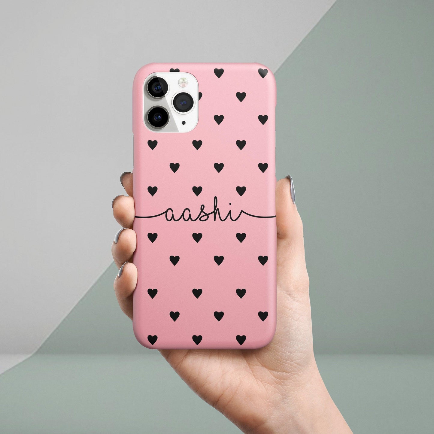 Heart Pattern Print Hard Matte Phone Case With Customized Name ShopOnCliQ