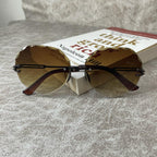 Heart Shape Rimless Ladies Black Frame Sunglasses for Women - ShopOnCliQ