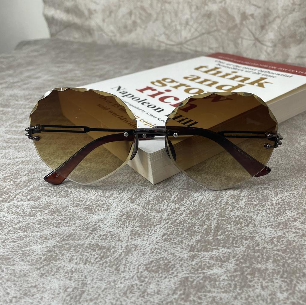 Heart Shape Rimless Ladies Black Frame Sunglasses for Women - ShopOnCliQ