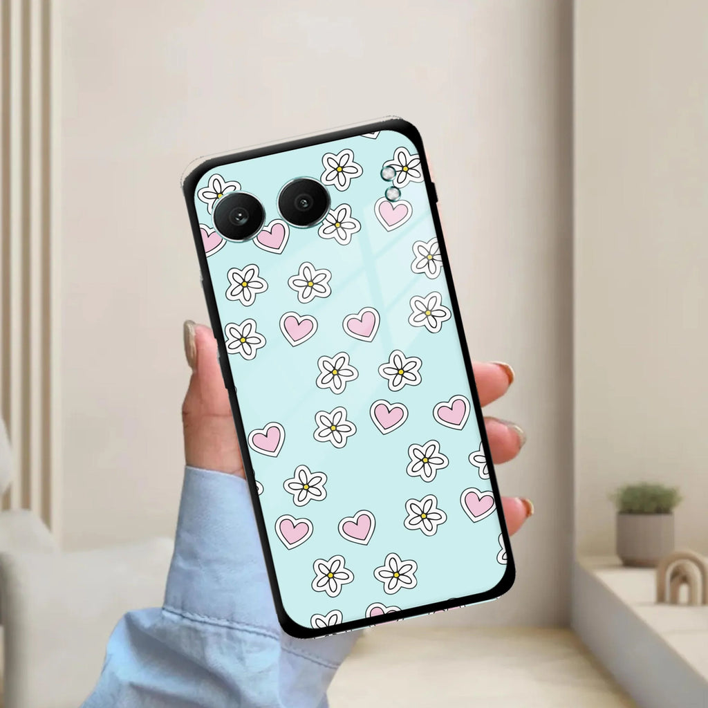 Heart With Flower Glossy Metal Case Cover For OnePlus - ShopOnCliQ