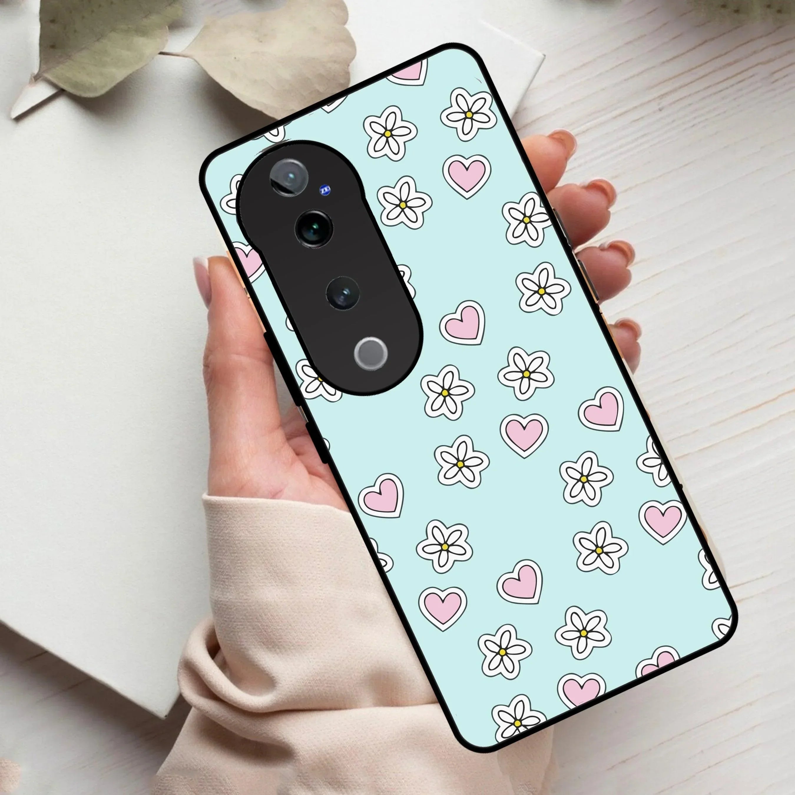 Heart With Flower Glossy Metal Case Cover For Vivo - ShopOnCliQ