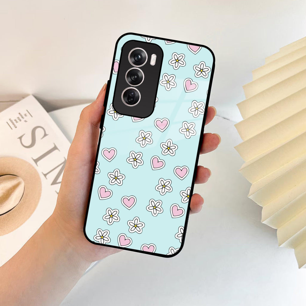 Heart With Flower Glossy Metal Case Cover For Oppo - ShopOnCliQ