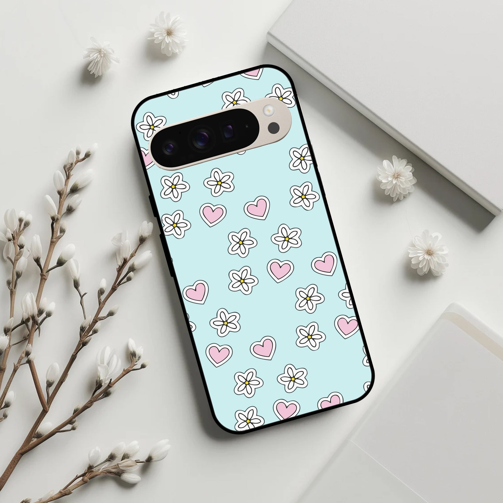 Heart with Blossom Glossy Metal Case Cover For Google ShopOnCliQ