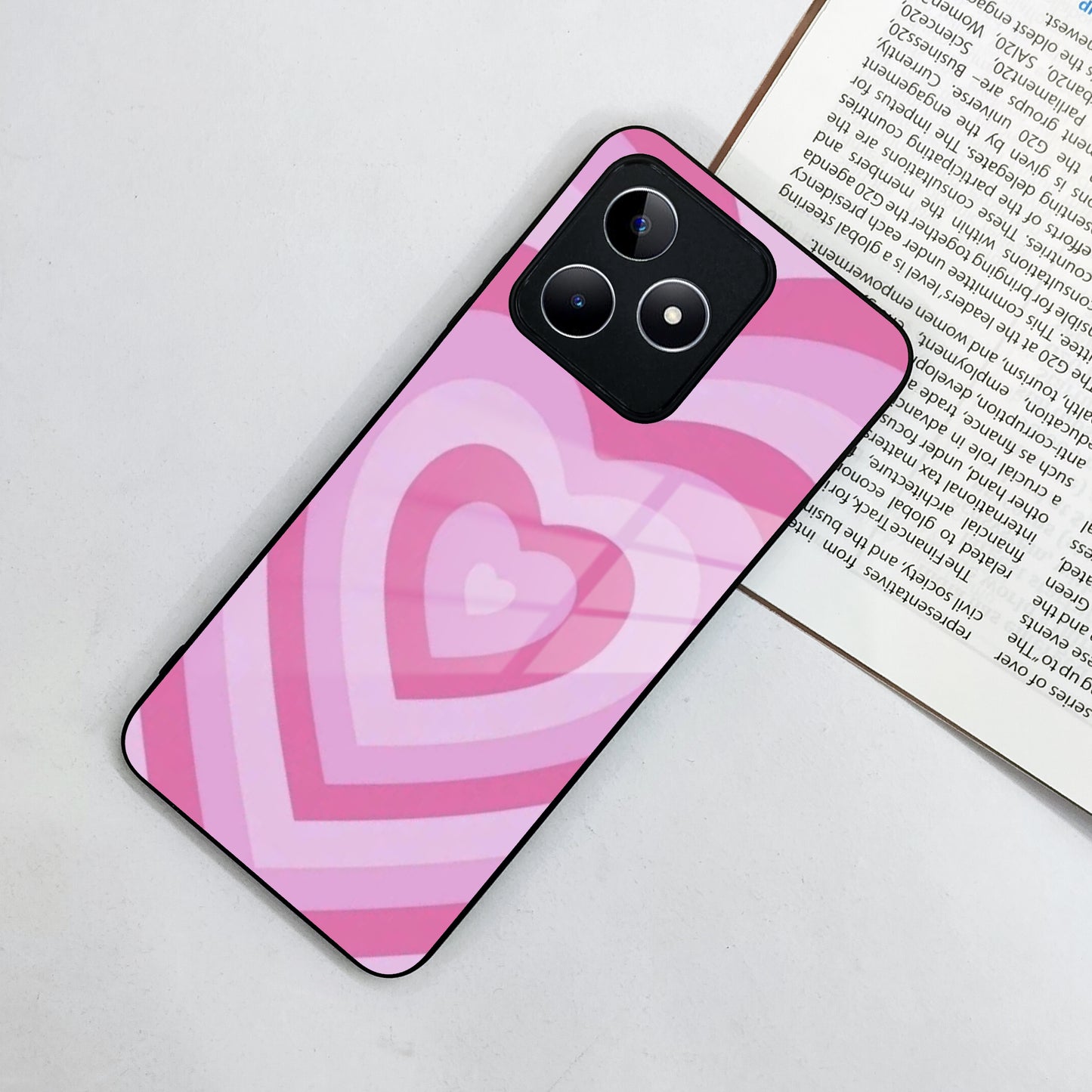 Latte Love Patter Glass Case Cover - Pink For Realme/Narzo