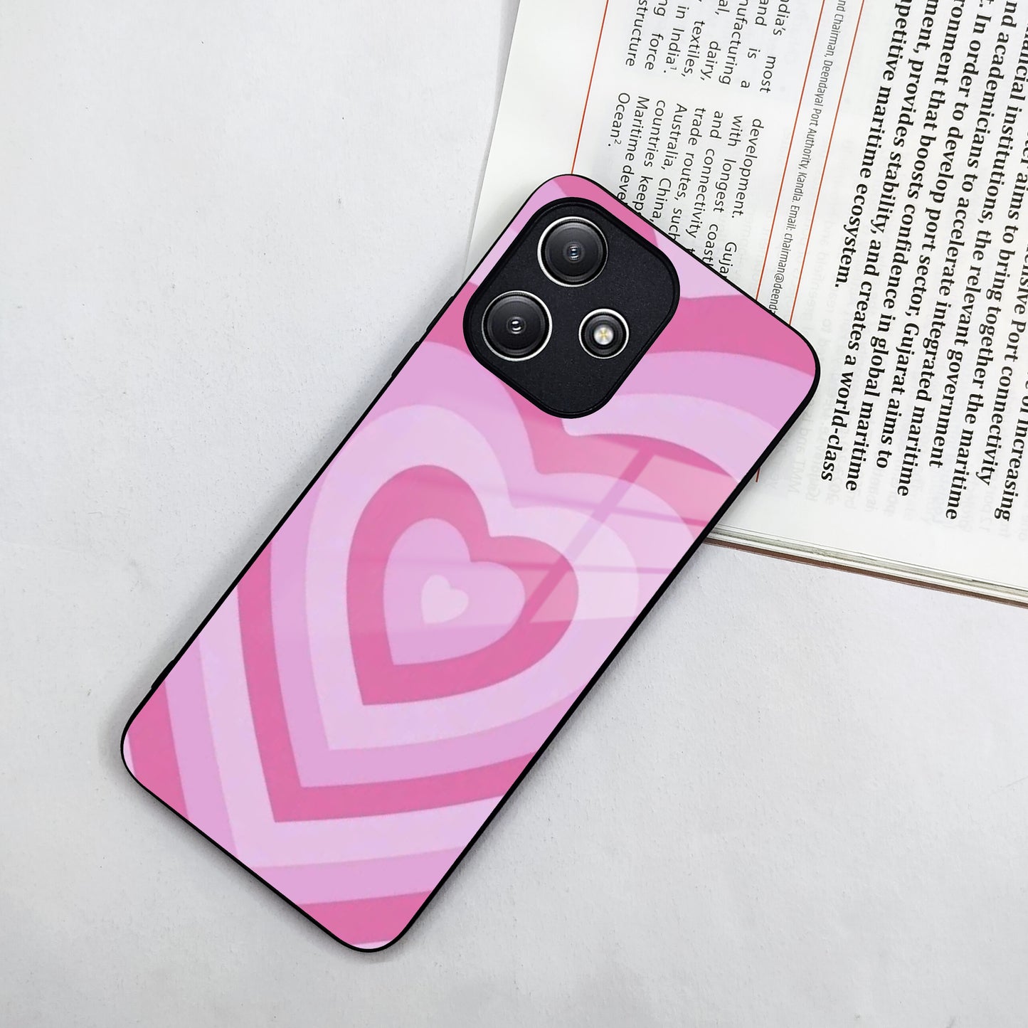 Latte Love Patter Glass Case Cover - Pink Redmi/Xiaomi