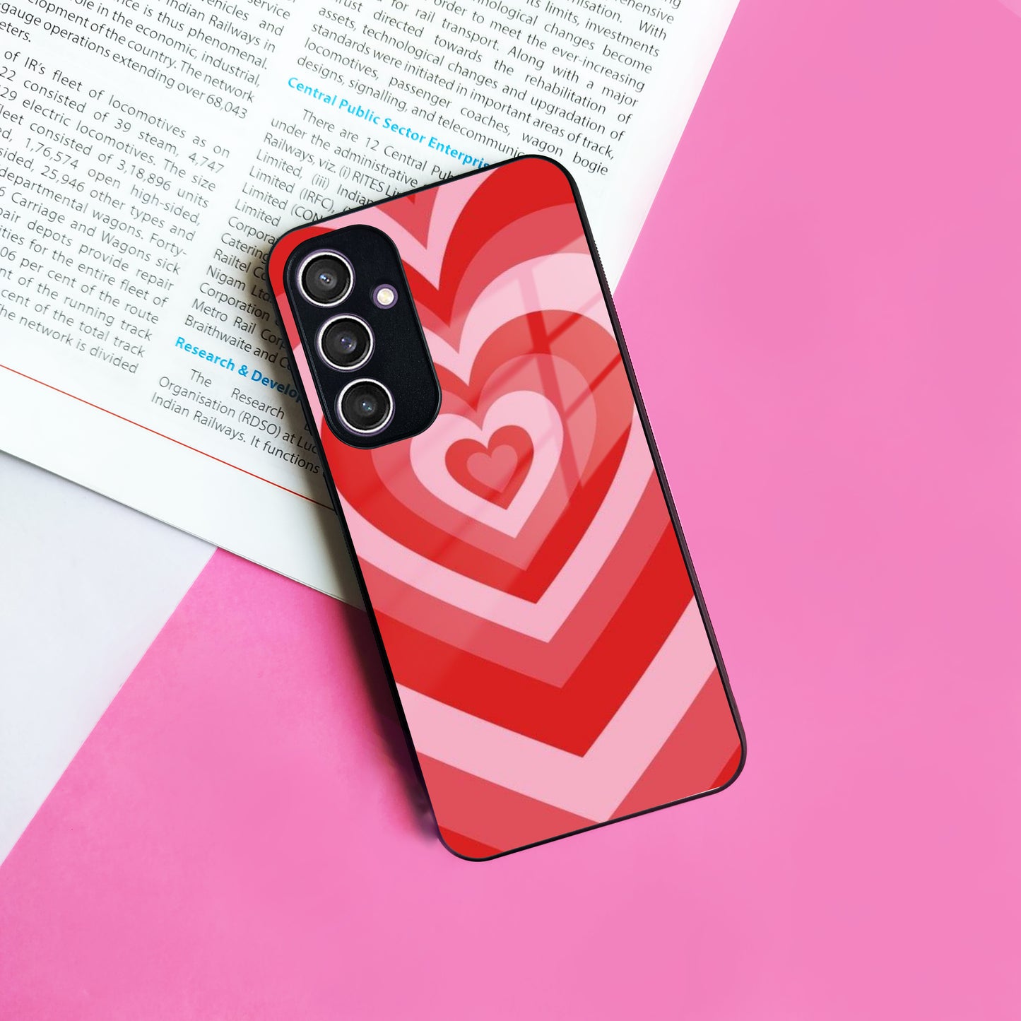 Latte Love Patter Glass Case Cover - Red For Samsung