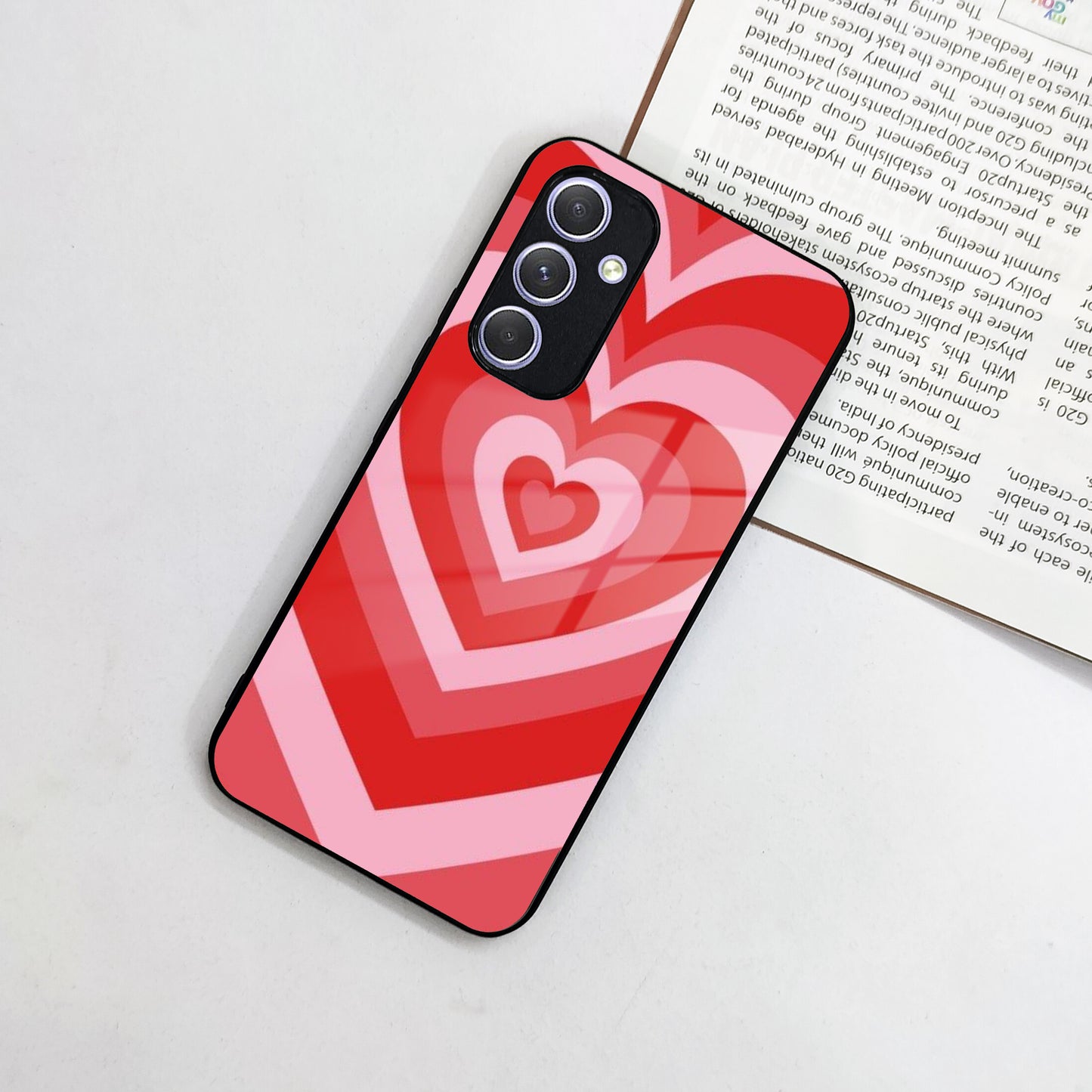 Latte Love Patter Glass Case Cover - Red For Samsung