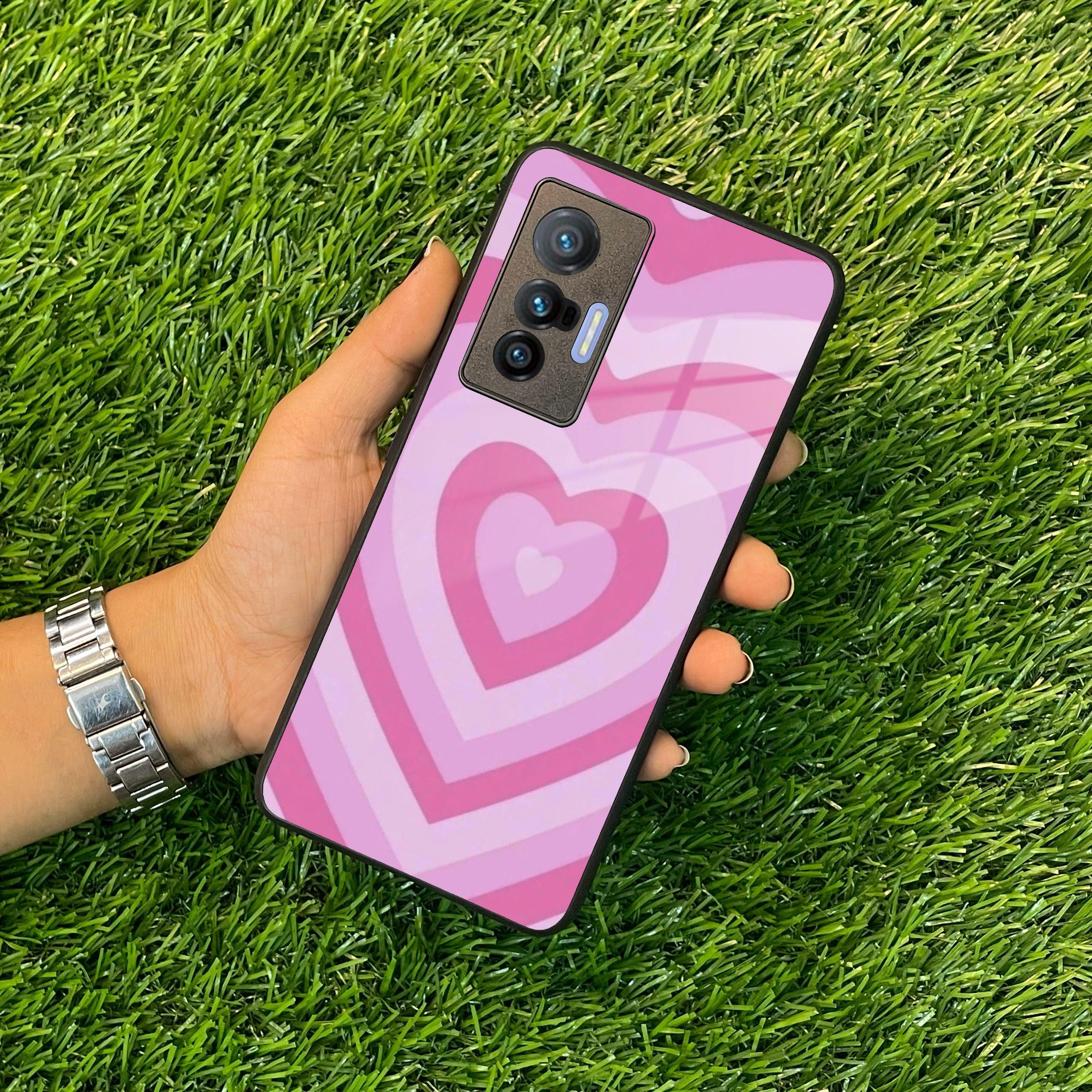 Latte Love Patter Glass Case Cover - Pink For Vivo - ShopOnCliQ