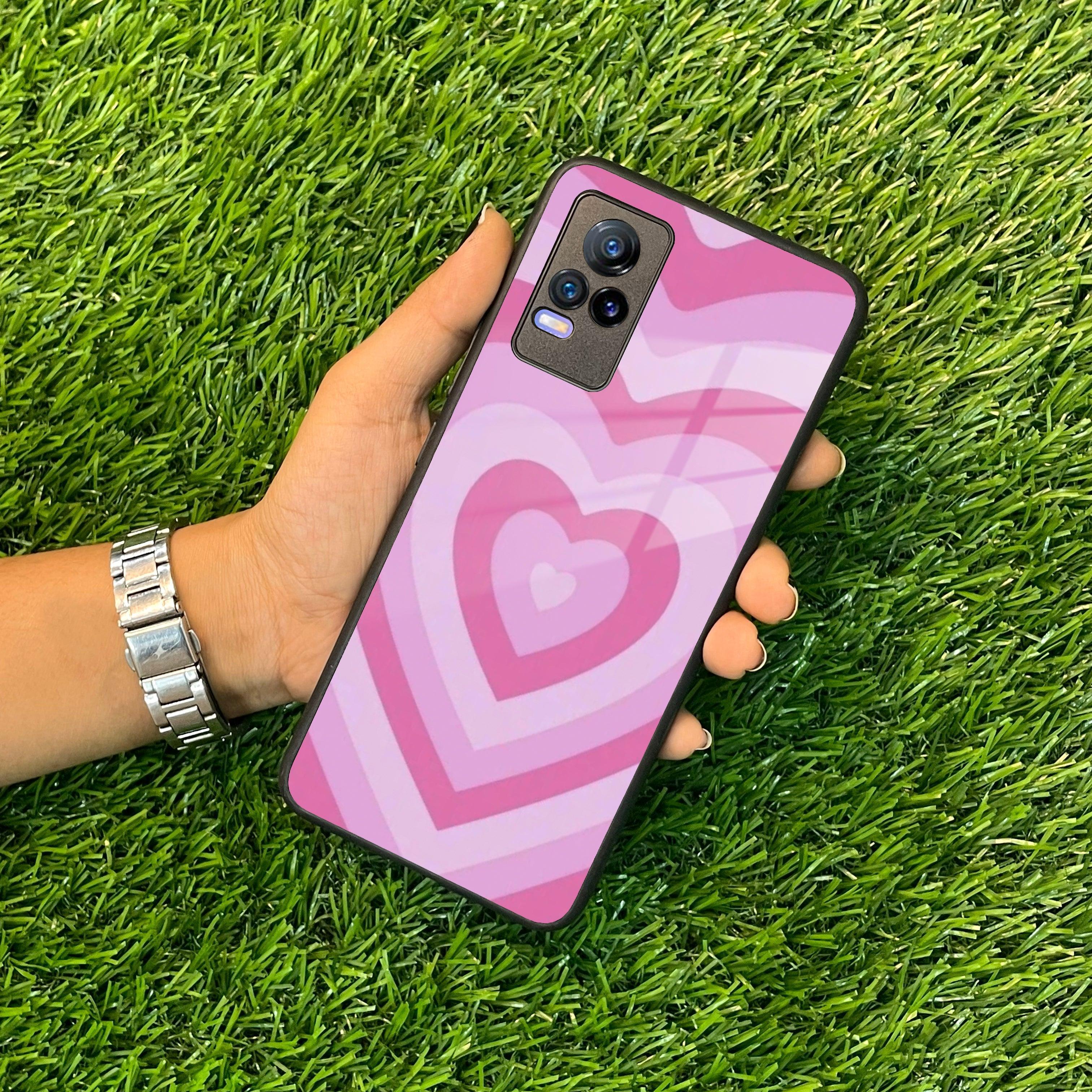 Latte Love Patter Glass Case Cover - Pink For Vivo - ShopOnCliQ
