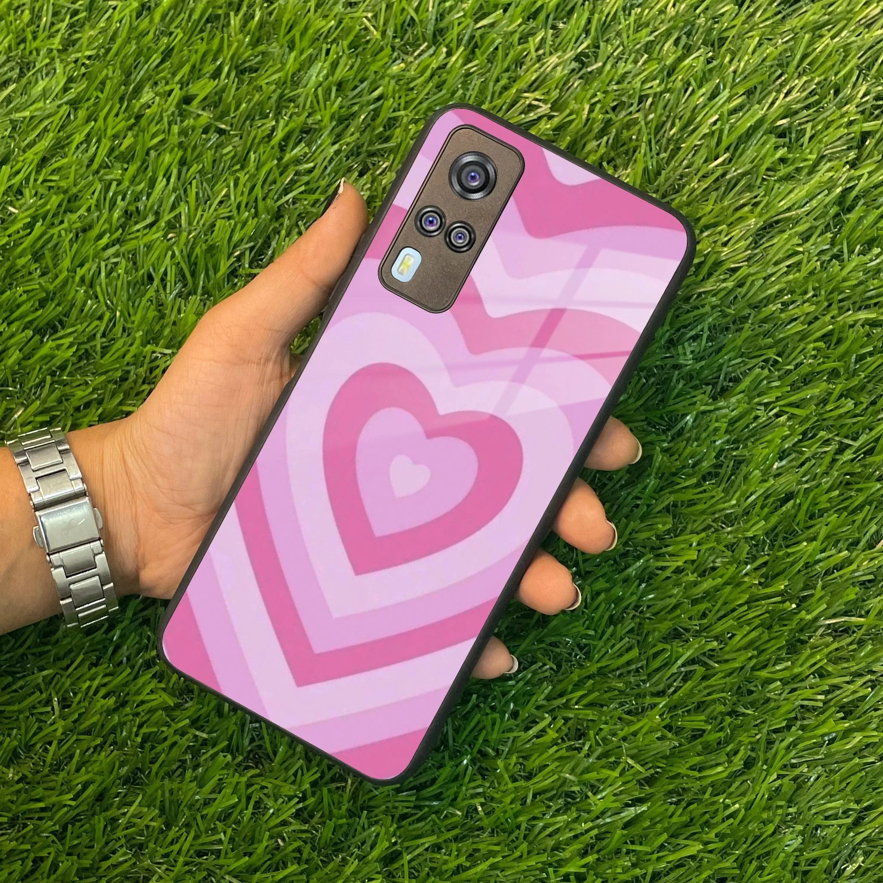 Latte Love Patter Glass Case Cover - Pink For Vivo - ShopOnCliQ