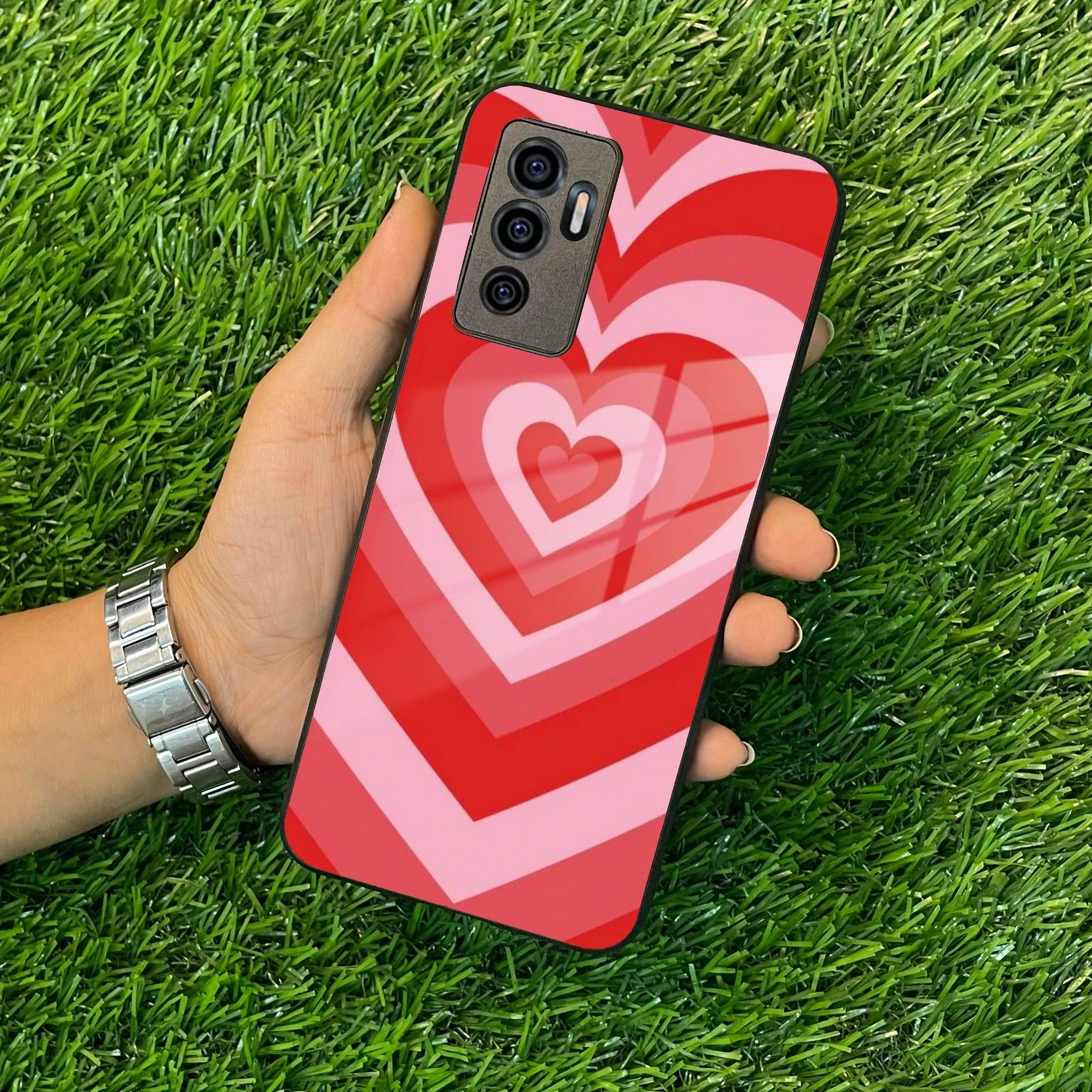 Latte Love Patter Glass Case Cover - Red For Vivo - ShopOnCliQ