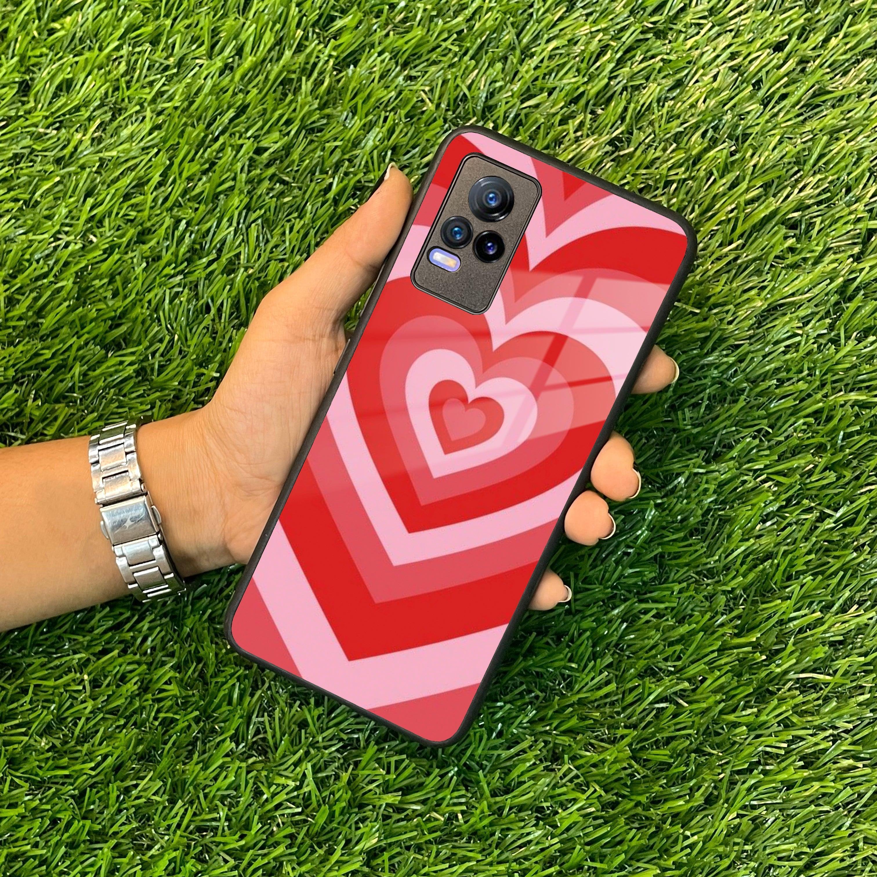 Latte Love Patter Glass Case Cover - Red For Vivo - ShopOnCliQ