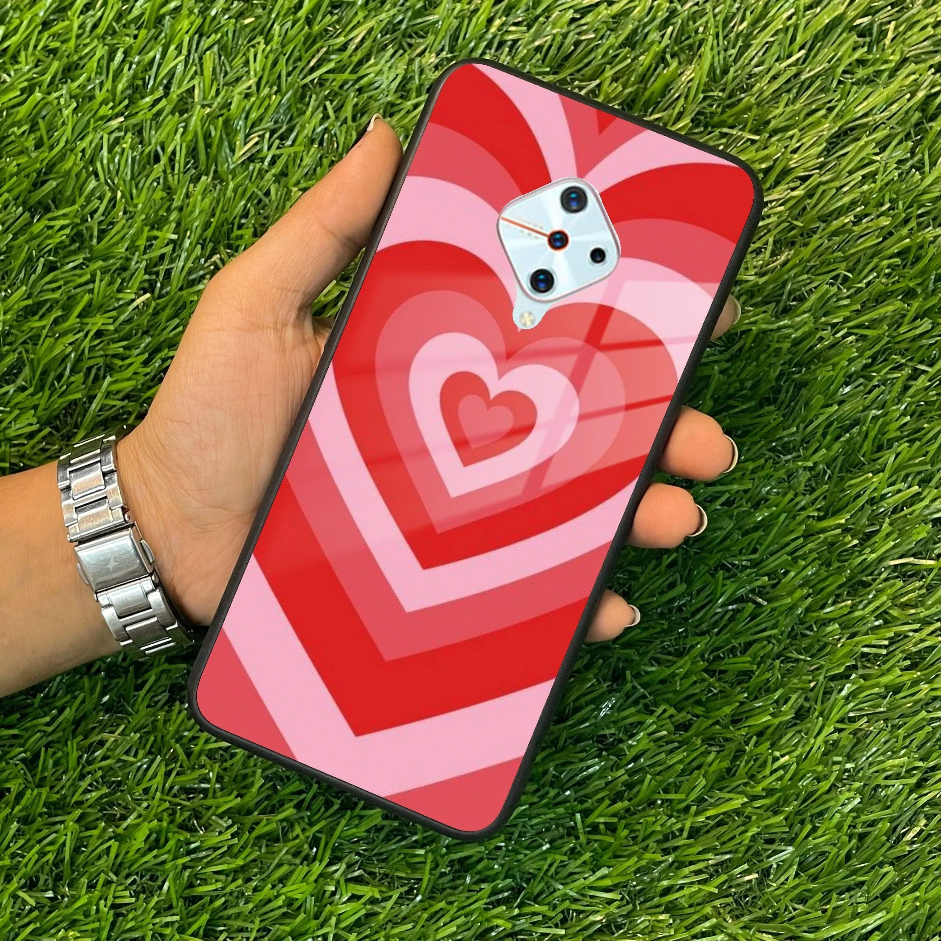 Latte Love Patter Glass Case Cover - Red For Vivo - ShopOnCliQ