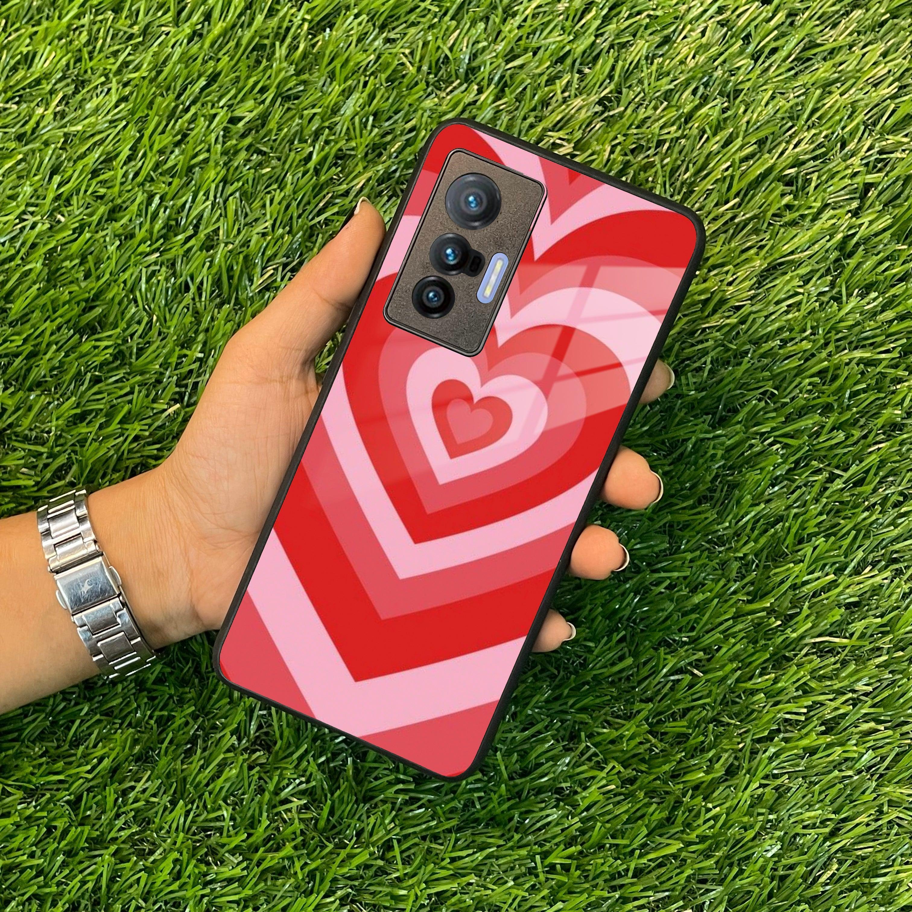 Latte Love Patter Glass Case Cover - Red For Vivo - ShopOnCliQ