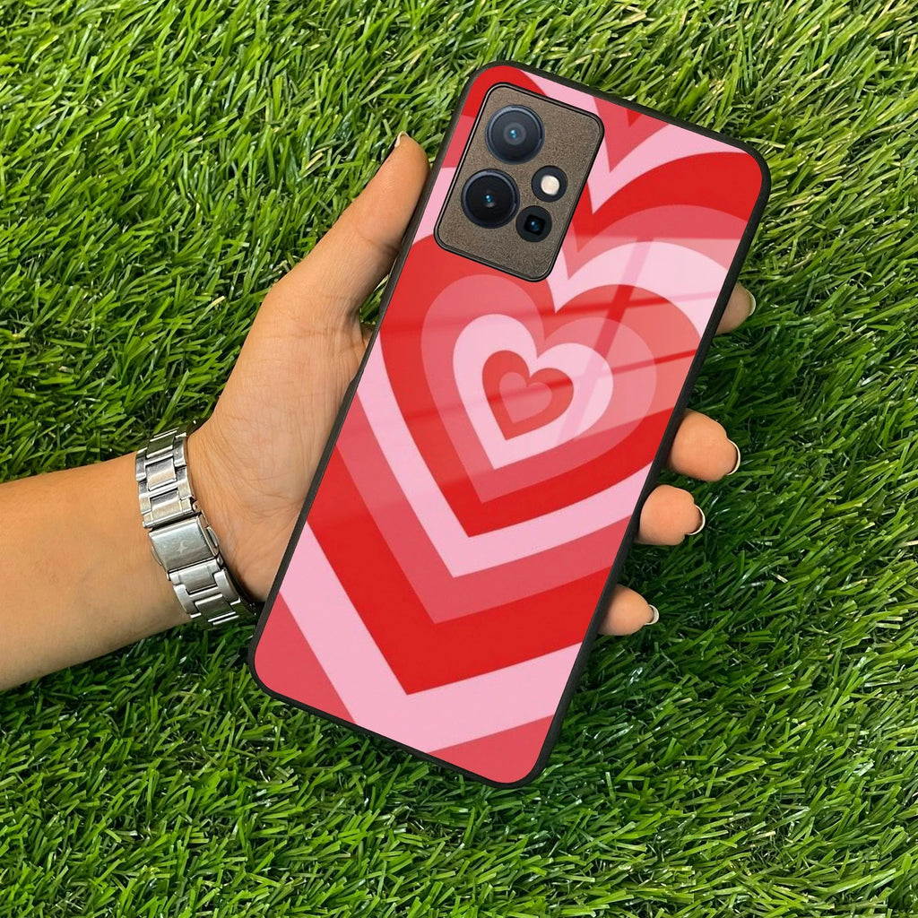 Latte Love Patter Glass Case Cover - Red For Vivo - ShopOnCliQ