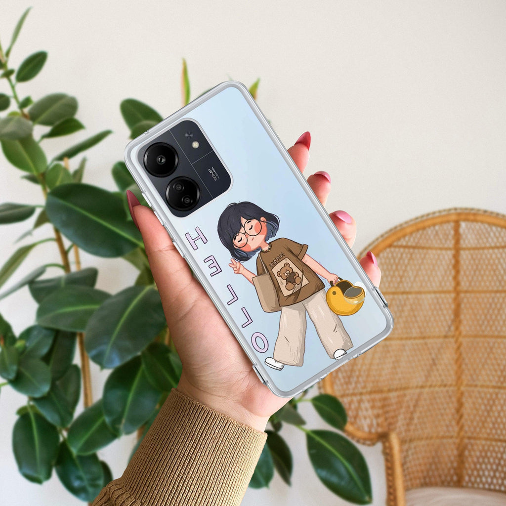 Hello Honey Transparent Silicon Case For Redmi 13C 4G