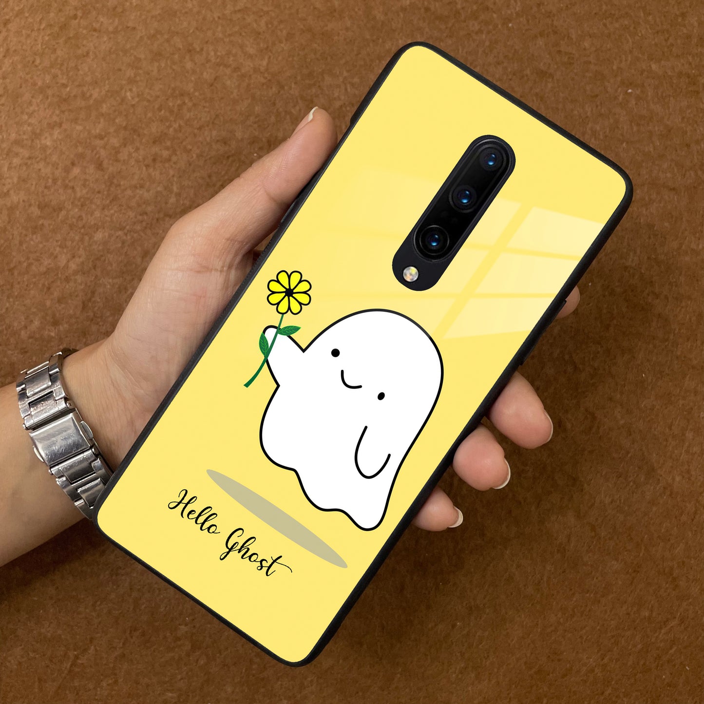 Ghost With Flower Glass Case Cover For OnePlus
