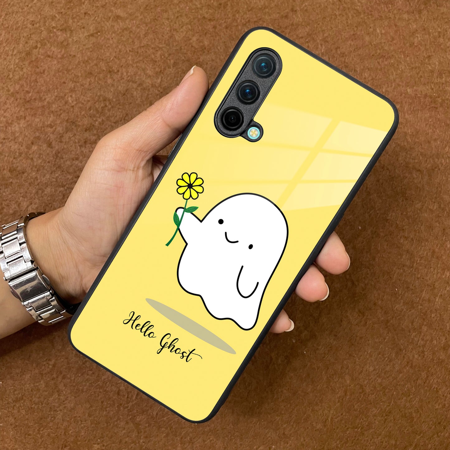 Ghost With Flower Glass Case Cover For OnePlus