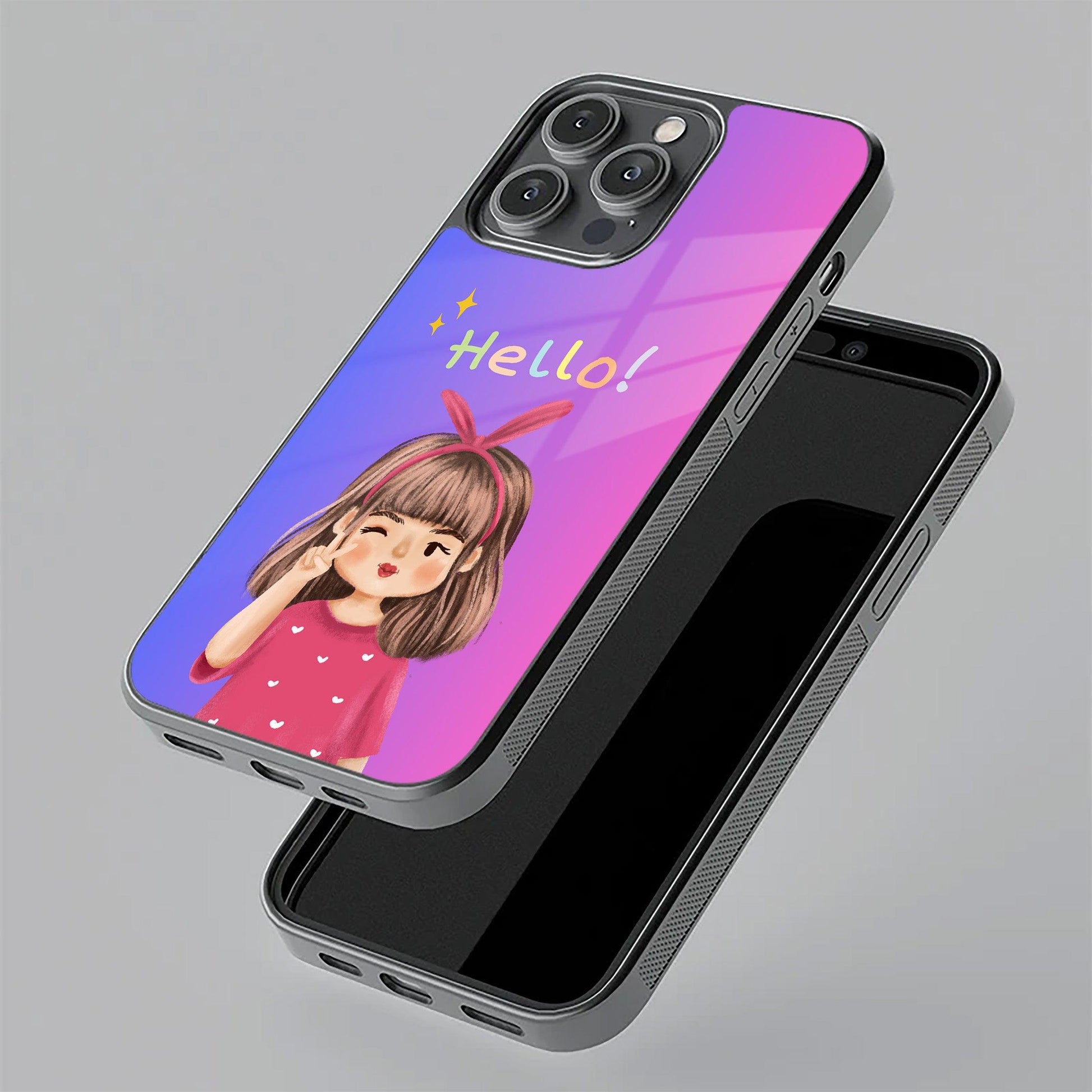 Cute Girl Hello Glass Case For Vivo - ShopOnCliQ