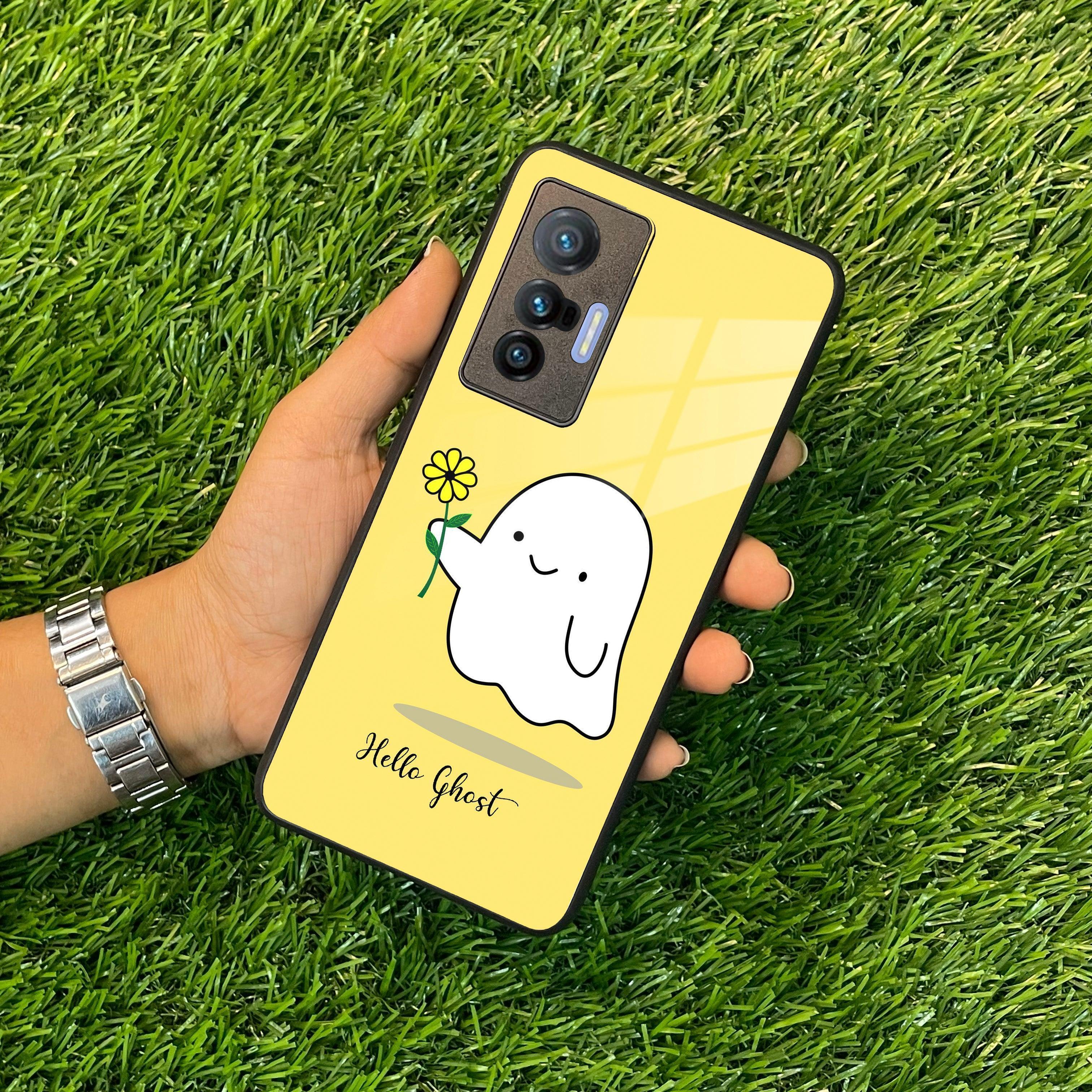 Ghost With Flower Glass Case Cover For Vivo - ShopOnCliQ